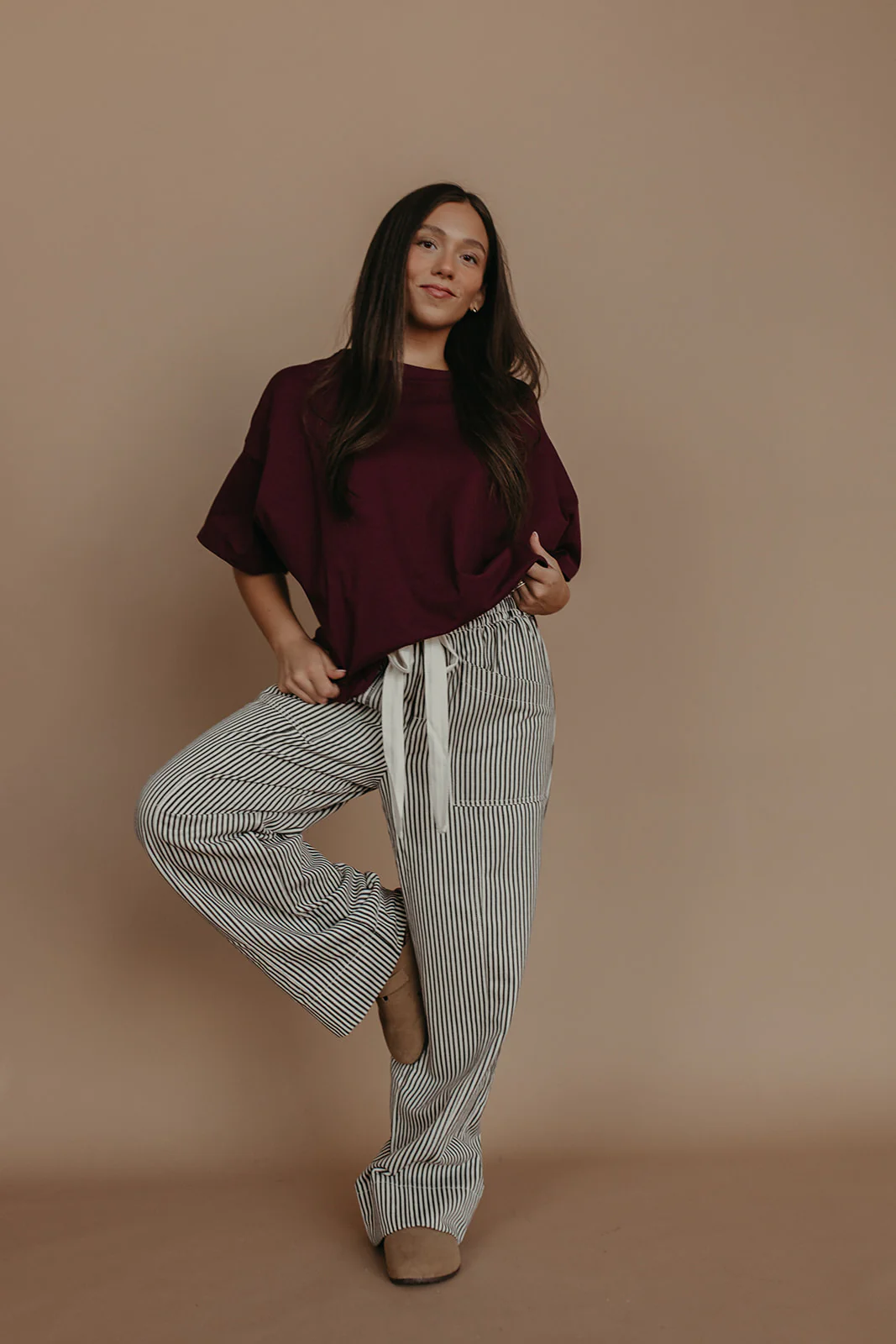 THE HUDSON CREW NECK TEE IN BURGUNDY