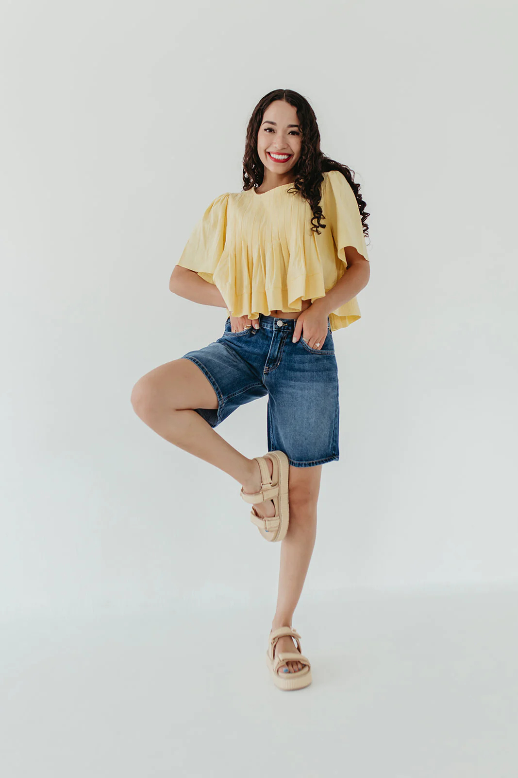 THE JACKIE PINTUCK BLOUSE IN YELLOW - Image 2