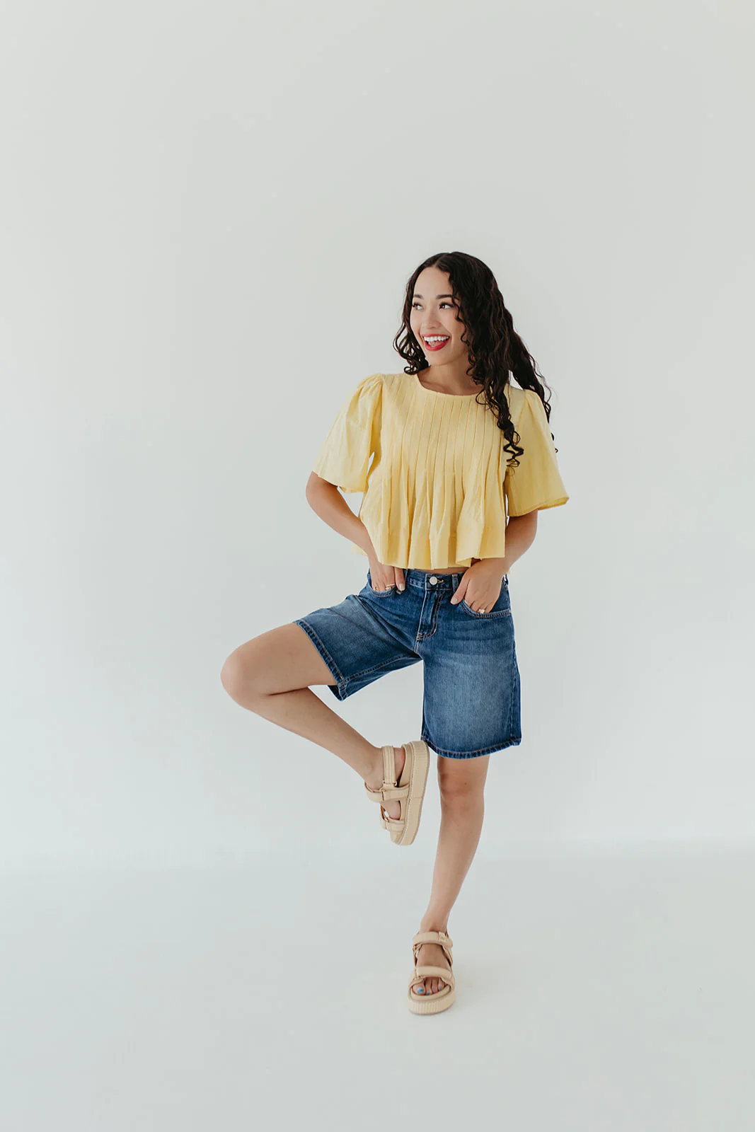 THE JACKIE PINTUCK BLOUSE IN YELLOW - Image 3