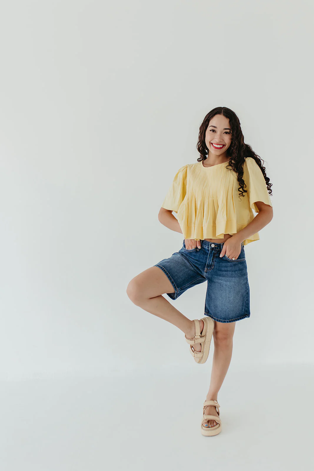 THE JACKIE PINTUCK BLOUSE IN YELLOW - Image 5