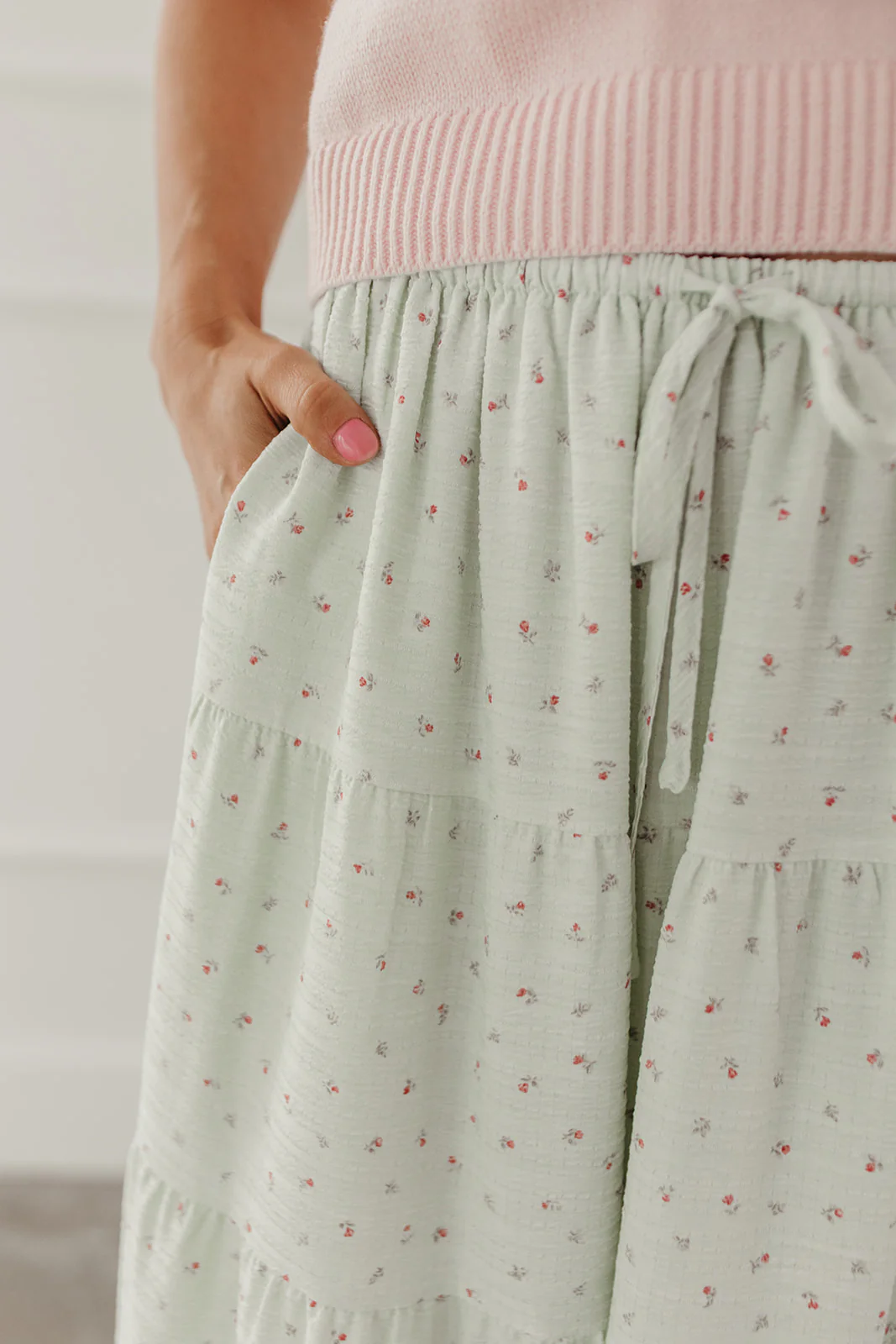 THE JANICE FLORAL PRINT SKIRT IN SAGE - Image 3