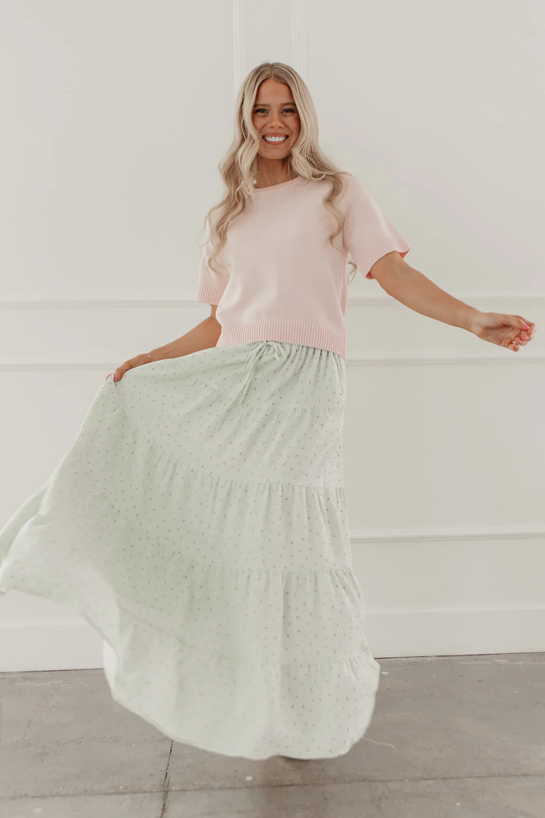 THE JANICE FLORAL PRINT SKIRT IN SAGE - Image 6
