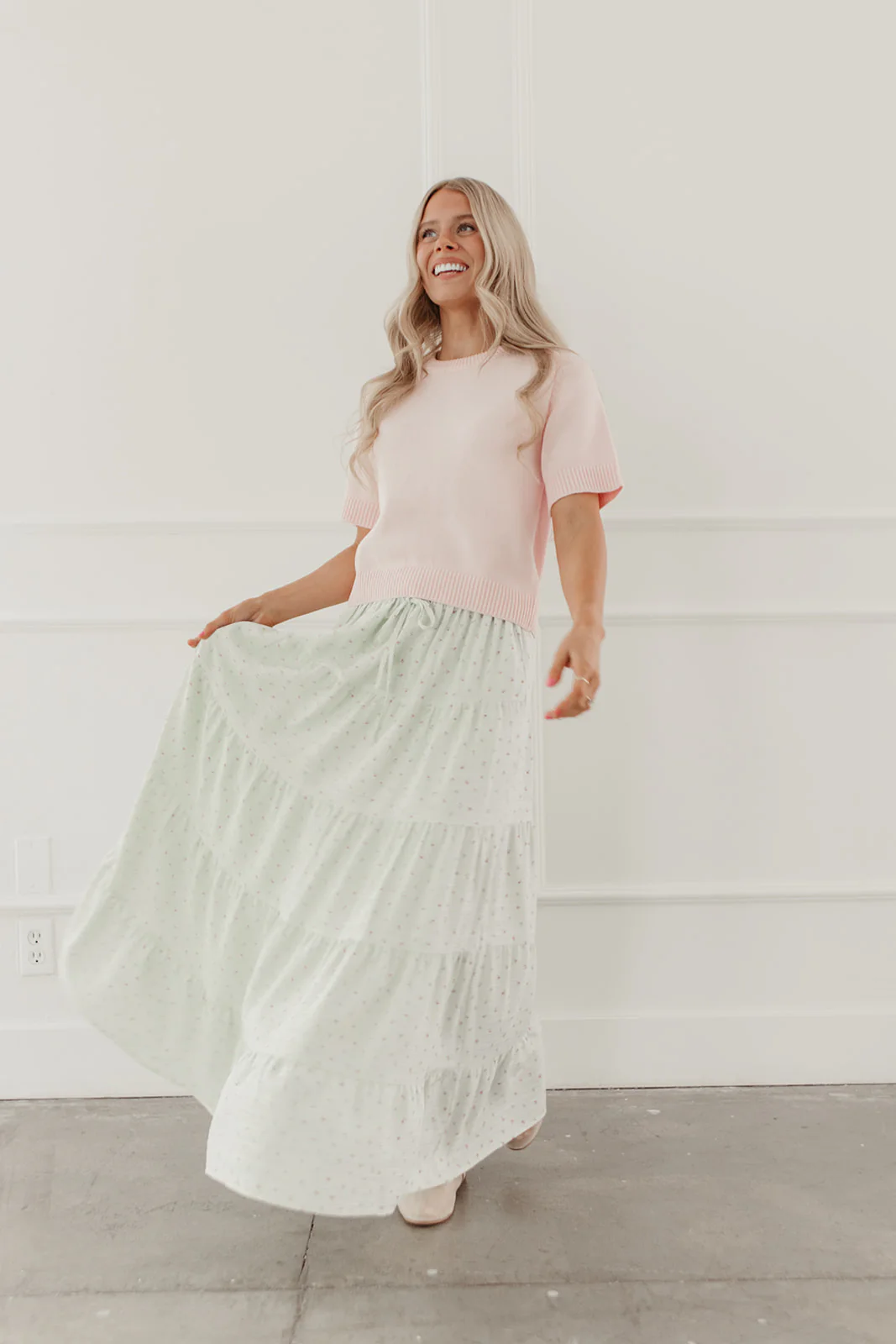 THE JANICE FLORAL PRINT SKIRT IN SAGE - Image 7