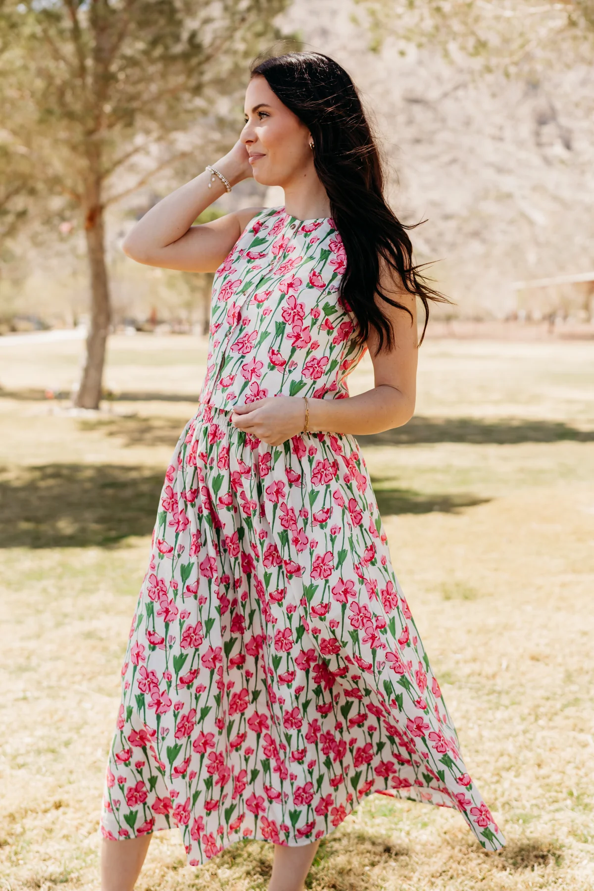 THE JANSYN FLORAL SKIRT IN PINK - Image 4