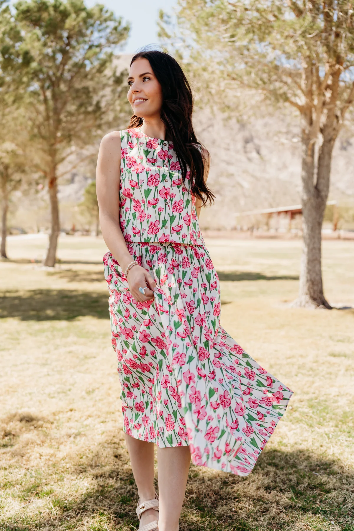 THE JANSYN FLORAL TANK IN PINK - Image 4