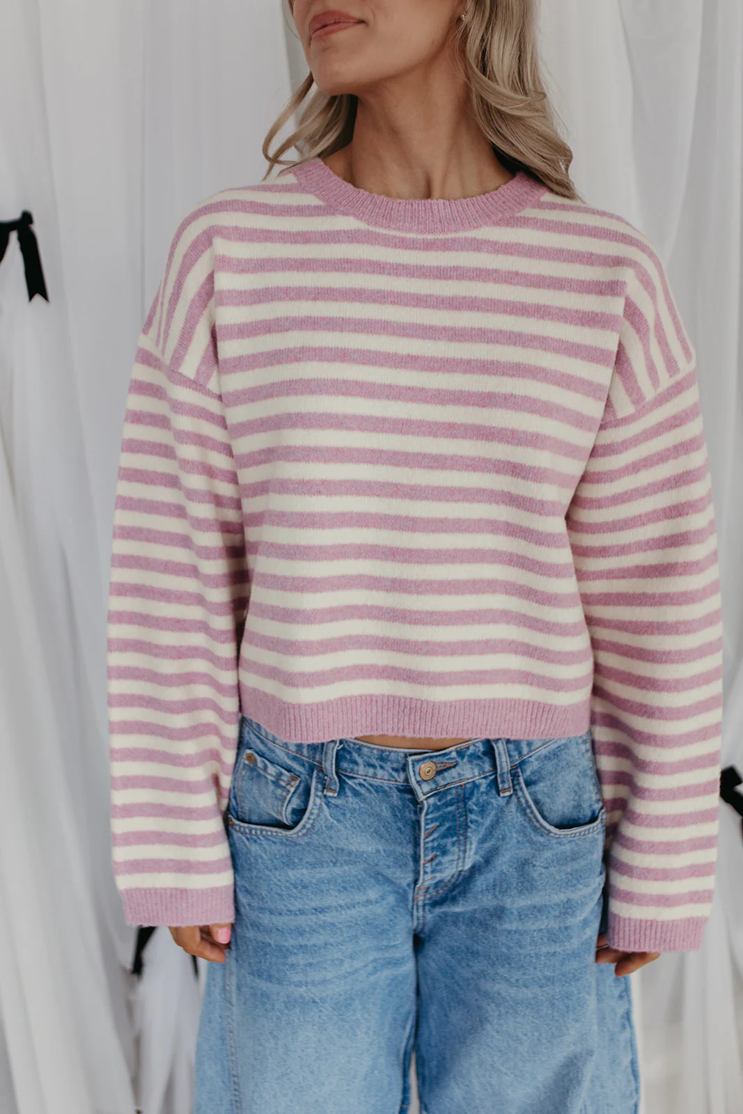 THE JEMMA STRIPED SWEATER IN VIOLET - Image 3