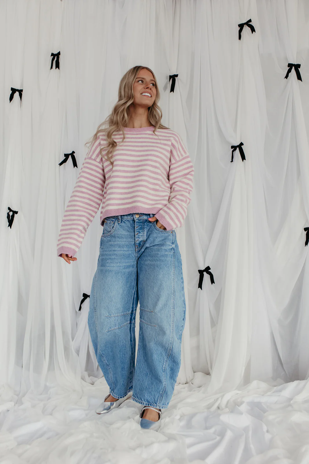 THE JEMMA STRIPED SWEATER IN VIOLET - Image 4