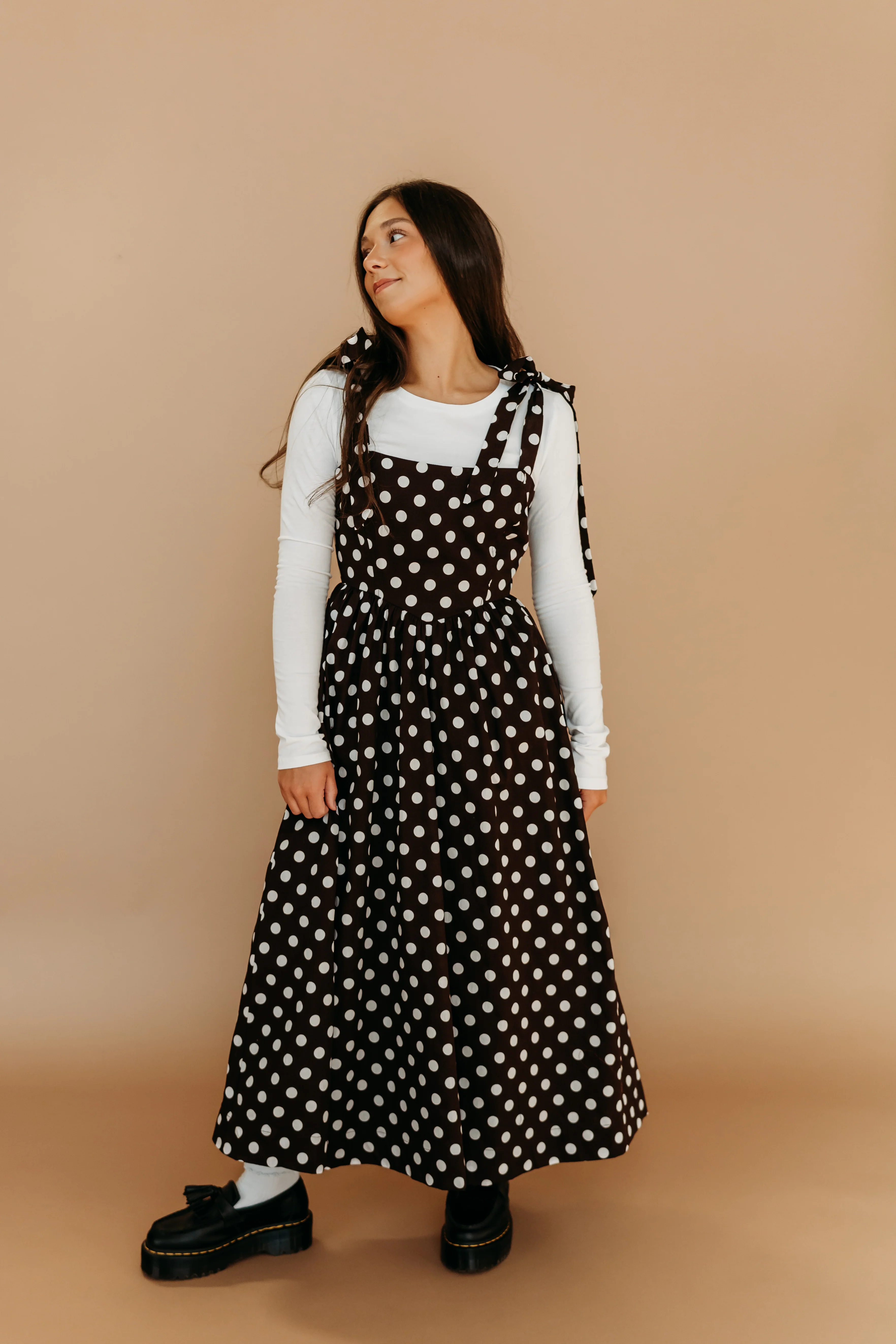 THE JENNA POLKA DOT DRESS IN BROWN - Image 5