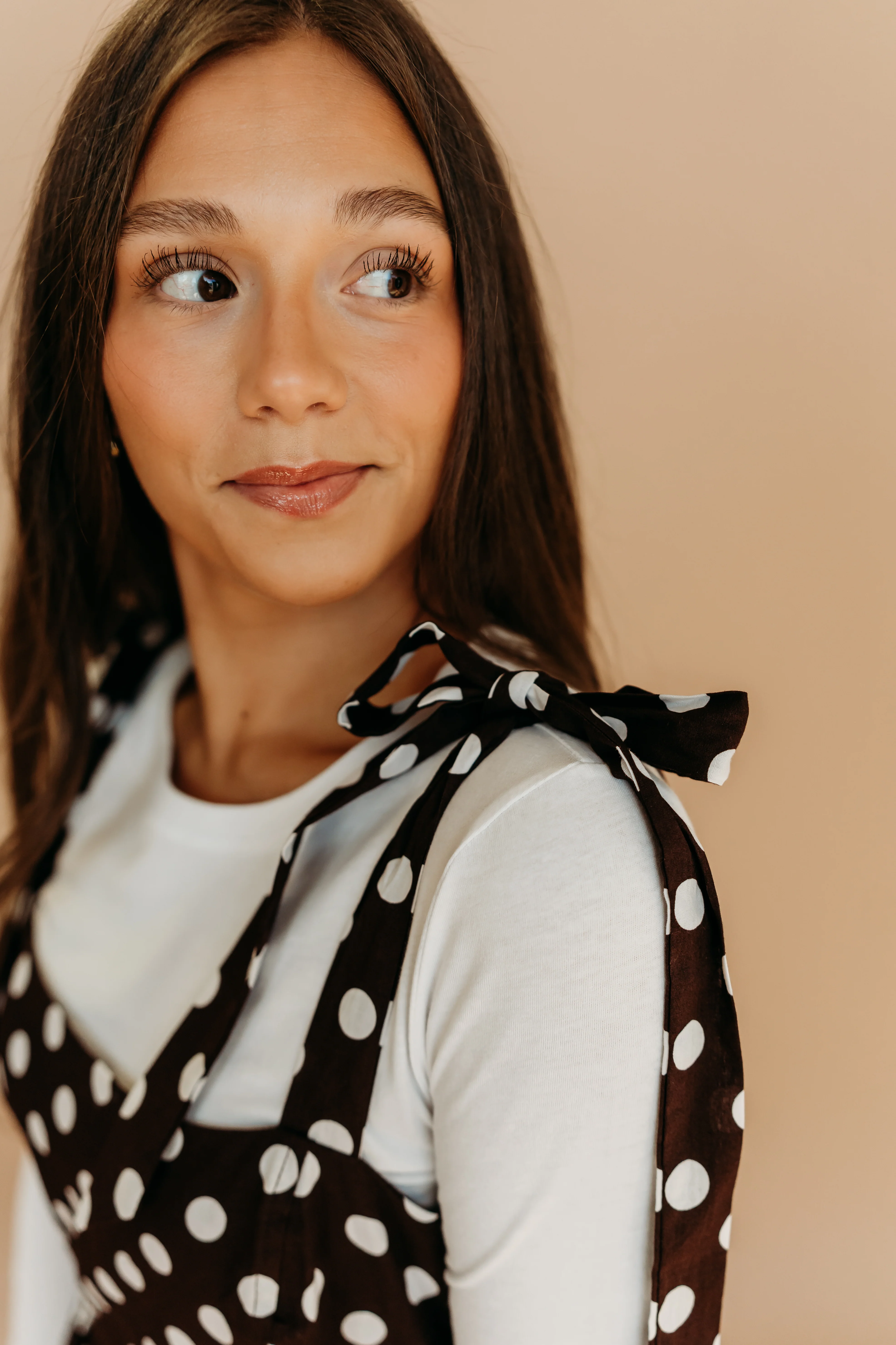 THE JENNA POLKA DOT DRESS IN BROWN - Image 8