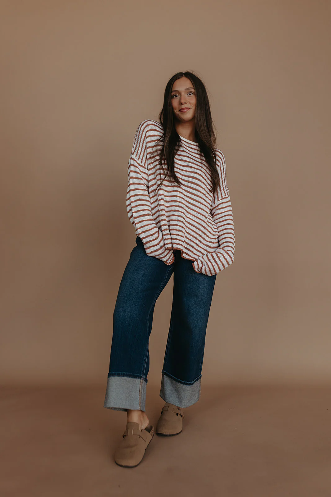 THE JESSICA STRIPED SWEATER IN BROWN - Image 4