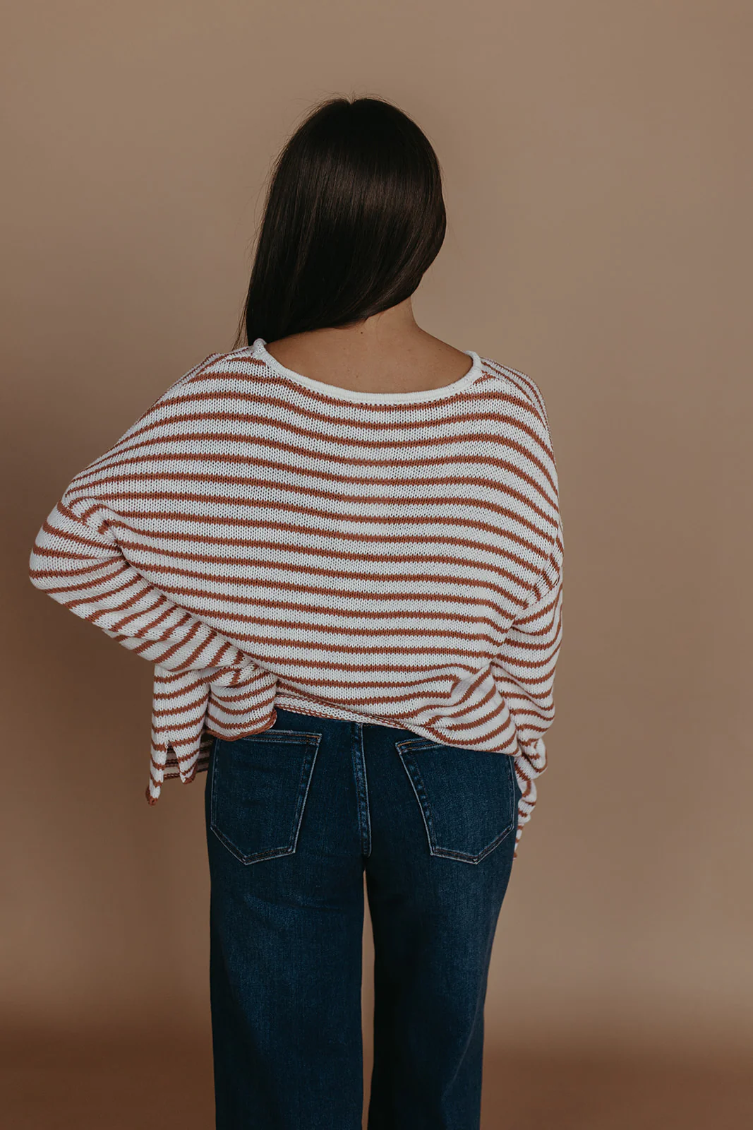THE JESSICA STRIPED SWEATER IN BROWN - Image 5