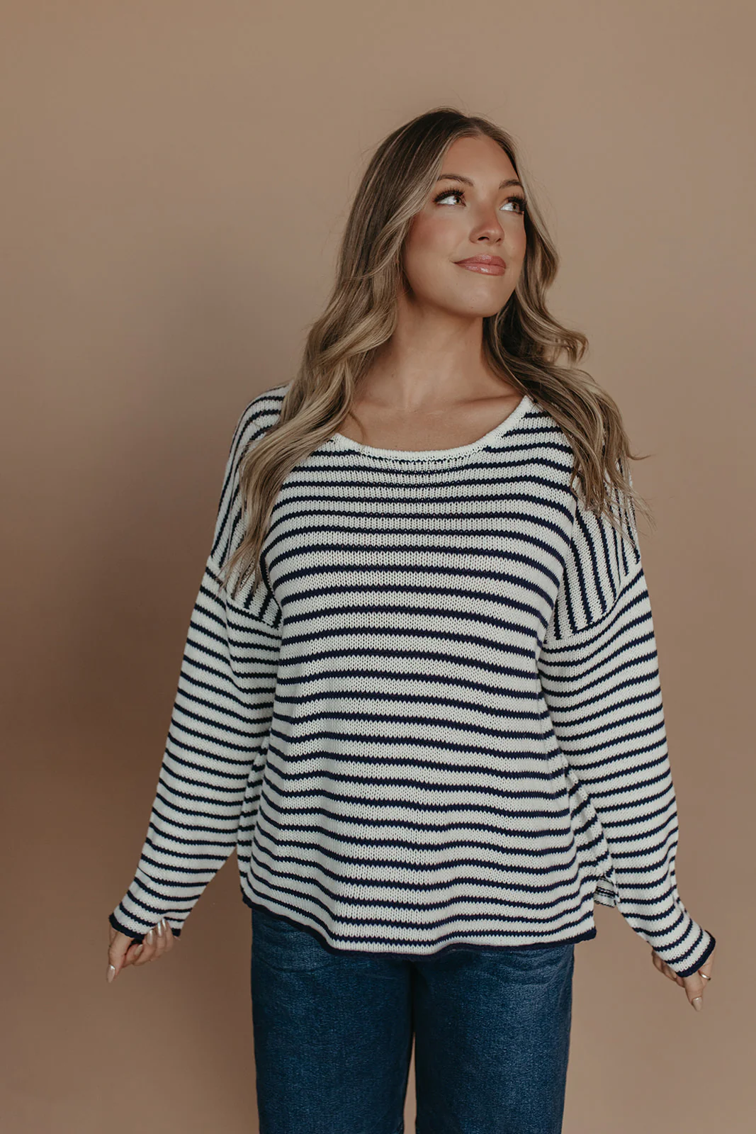 THE JESSICA STRIPED SWEATER IN NAVY - Image 2