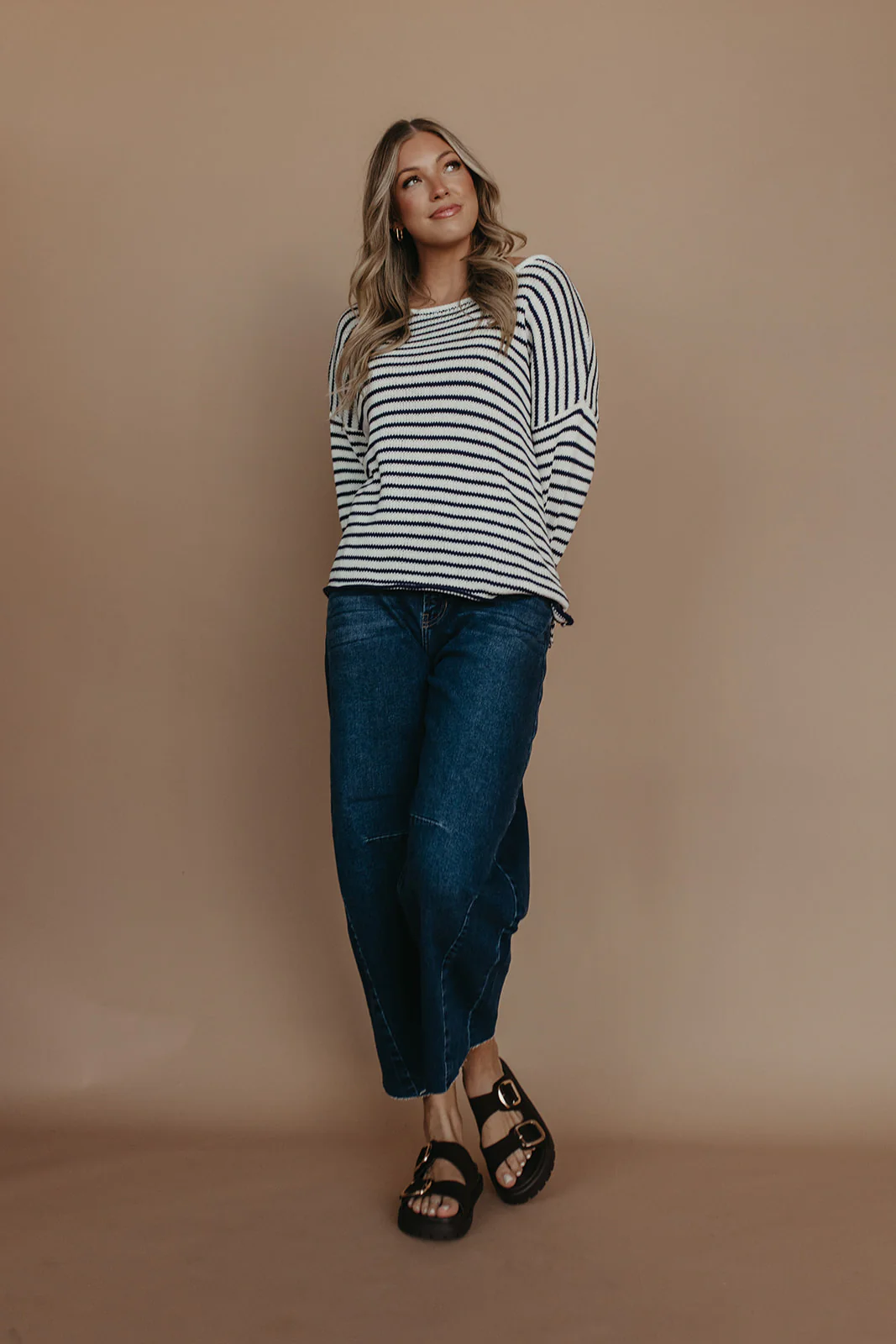 THE JESSICA STRIPED SWEATER IN NAVY - Image 3