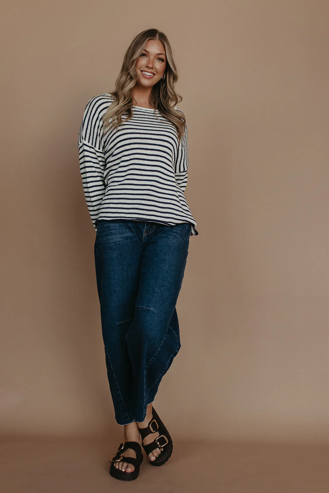 THE JESSICA STRIPED SWEATER IN NAVY - Image 4