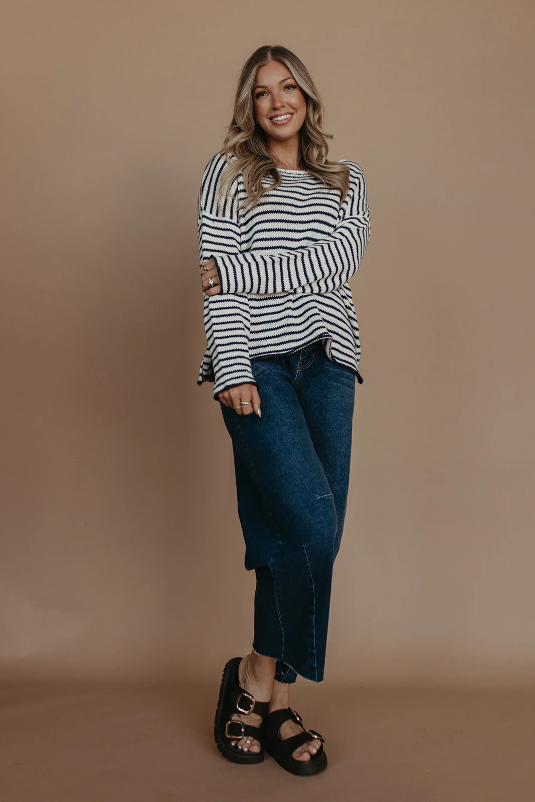 THE JESSICA STRIPED SWEATER IN NAVY - Image 6