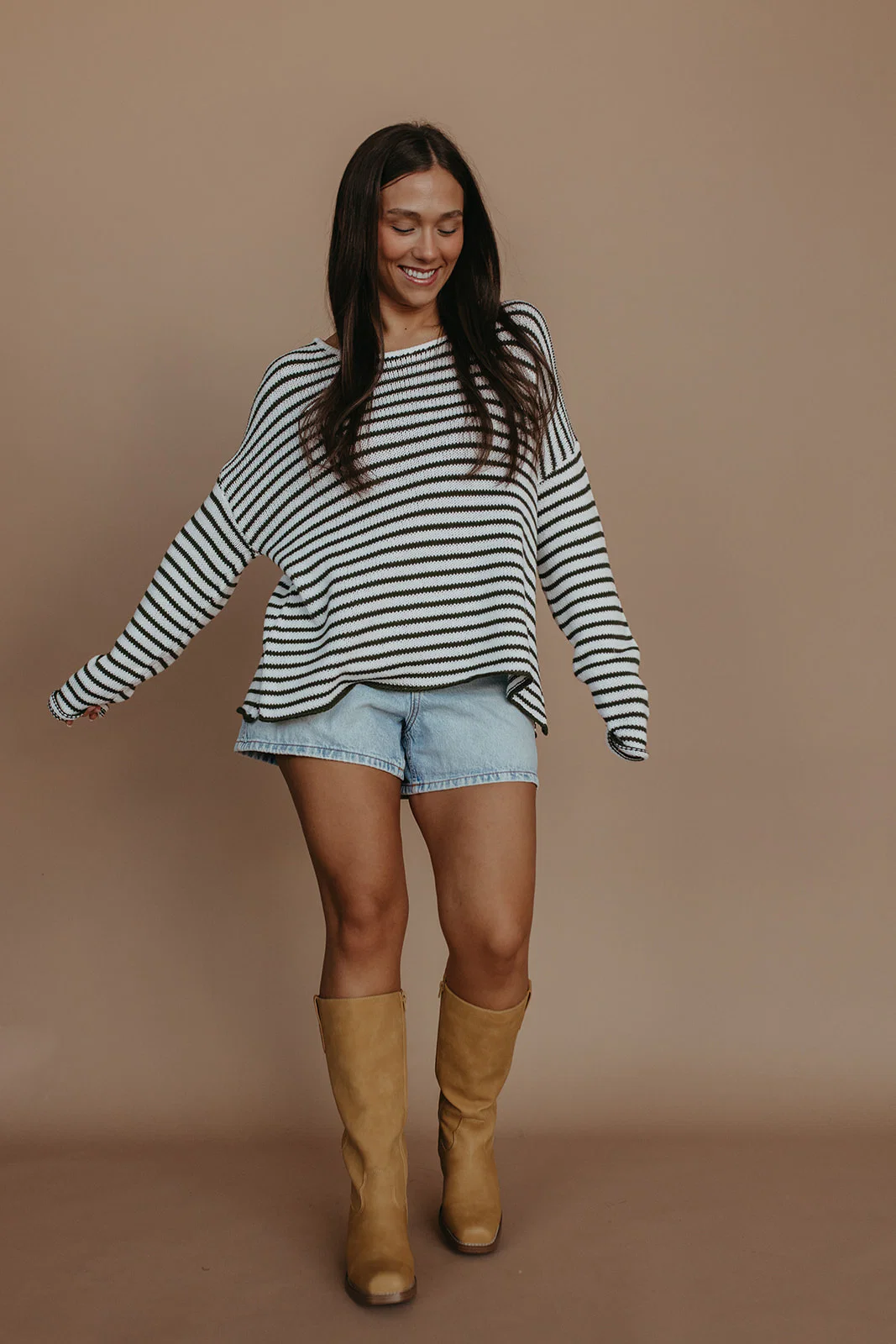 THE JESSICA STRIPED SWEATER IN OLIVE