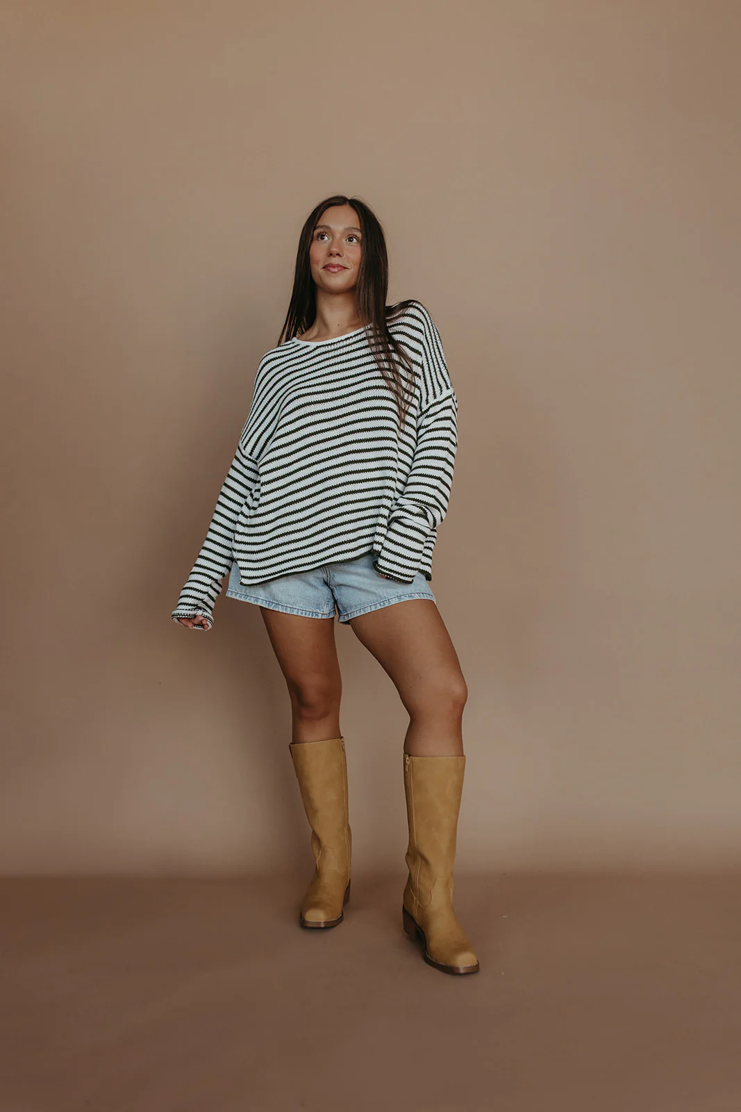 THE JESSICA STRIPED SWEATER IN OLIVE - Image 4