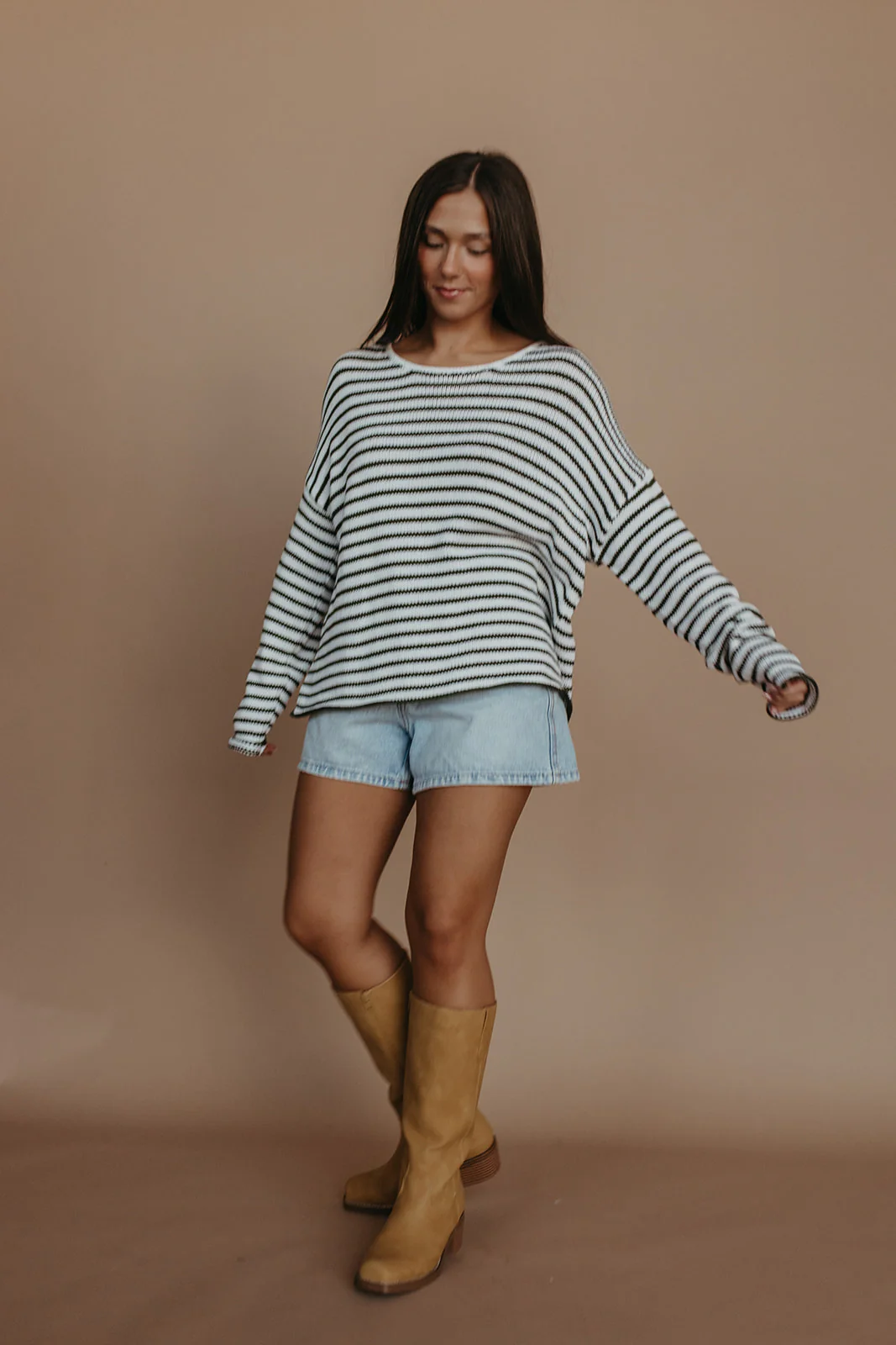 THE JESSICA STRIPED SWEATER IN OLIVE - Image 5