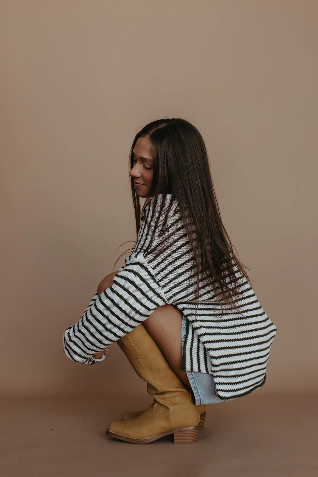 THE JESSICA STRIPED SWEATER IN OLIVE - Image 6