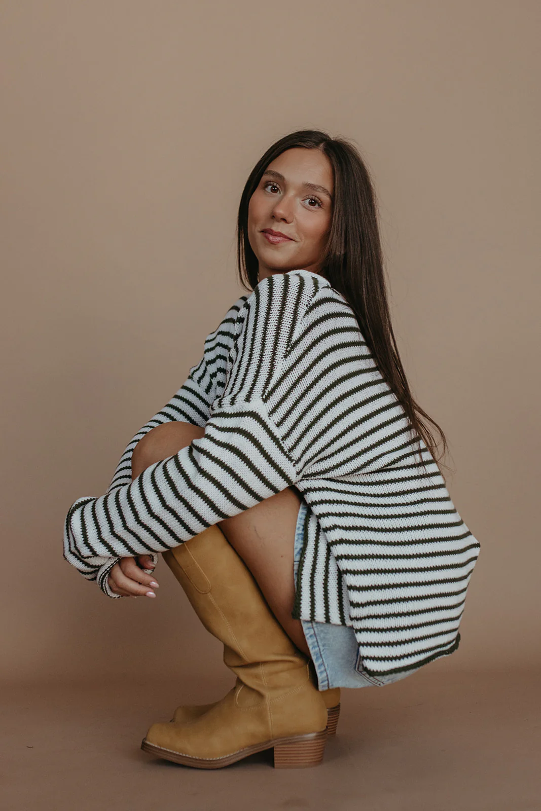 THE JESSICA STRIPED SWEATER IN OLIVE - Image 7