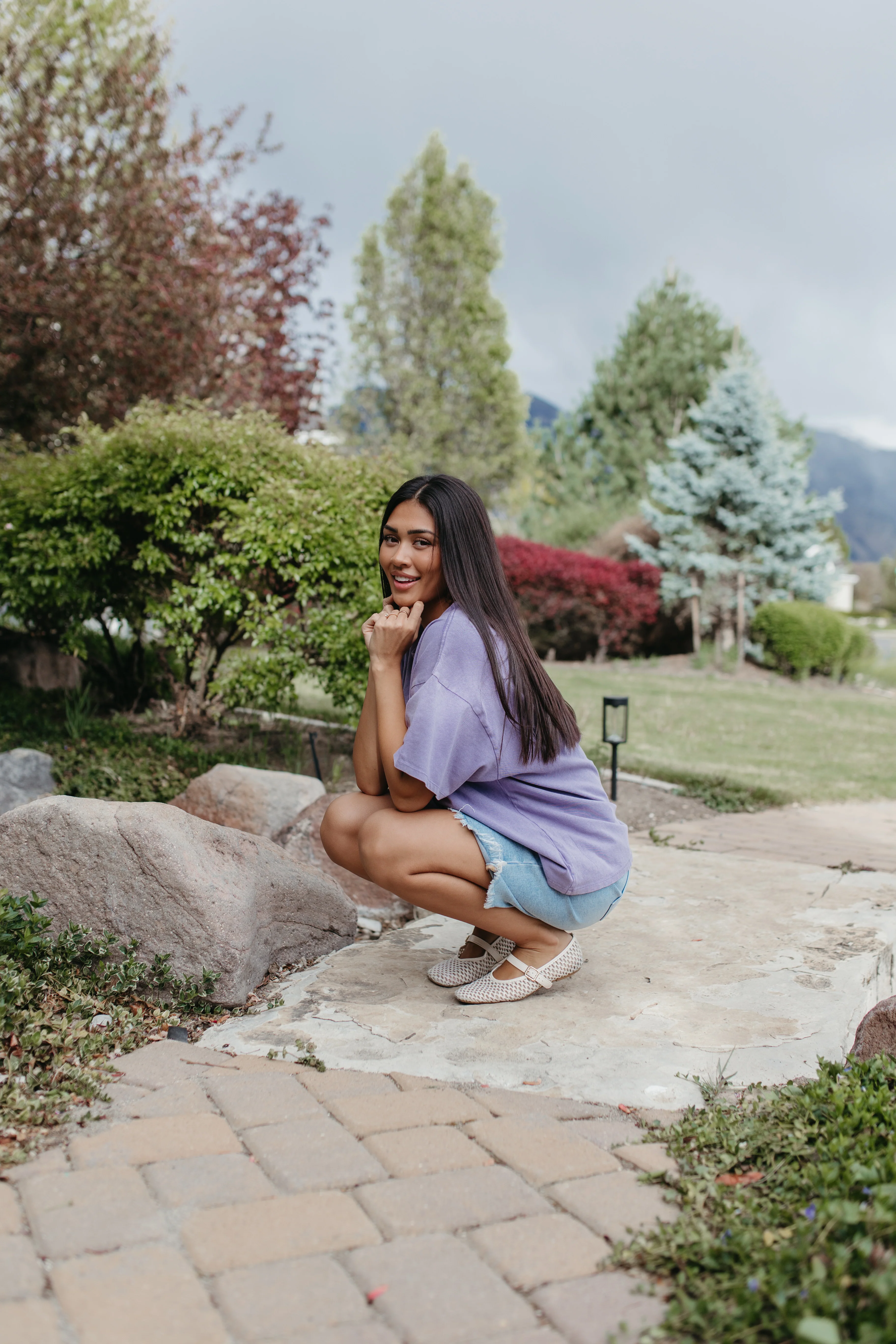 THE JOURNI OVERSIZED SHORT SLEEVE SHIRT IN DUSTY PURPLE - Image 3