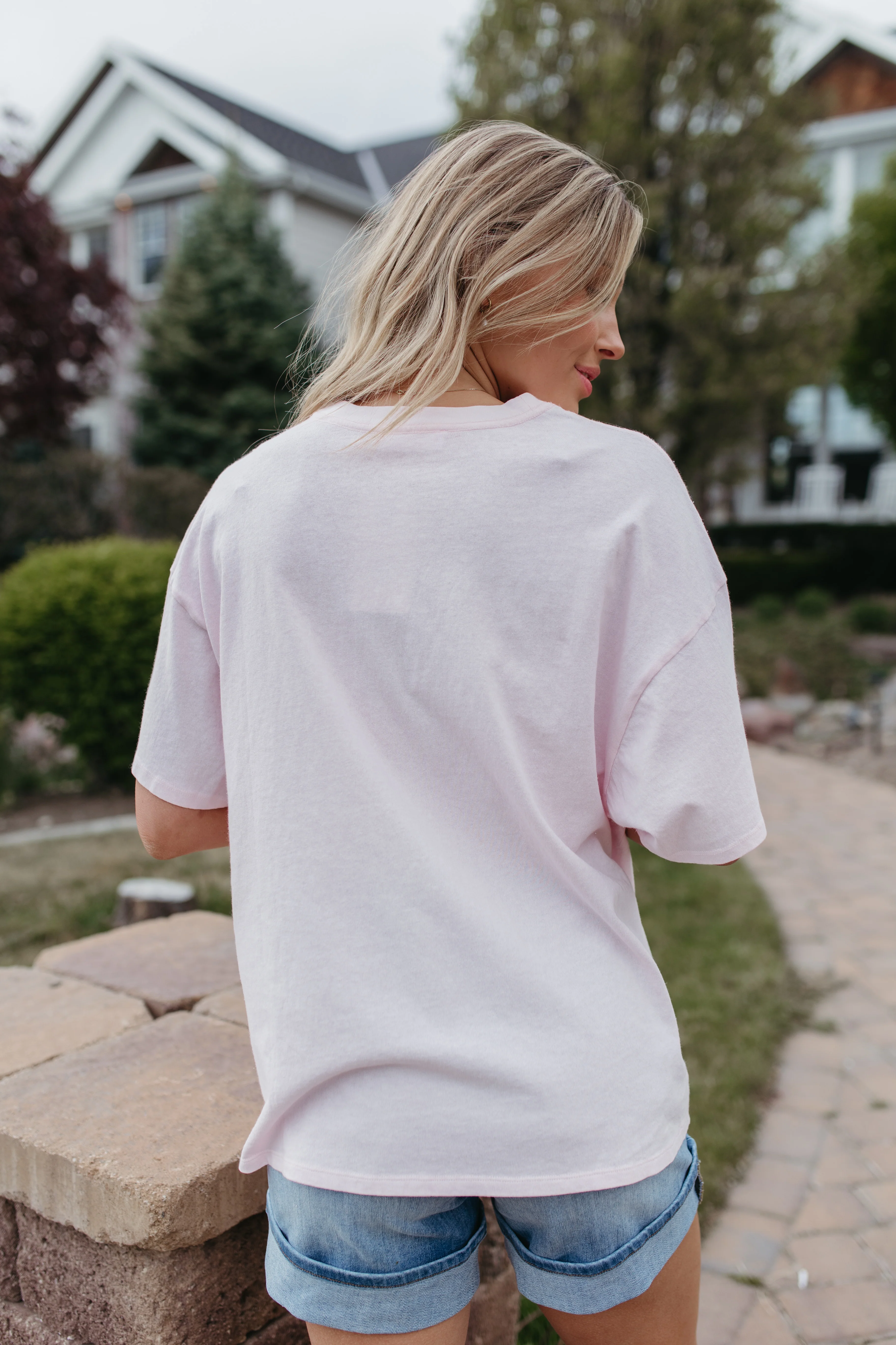 THE JOURNI OVERSIZED SHORT SLEEVE SHIRT IN SOFT PINK - Image 7