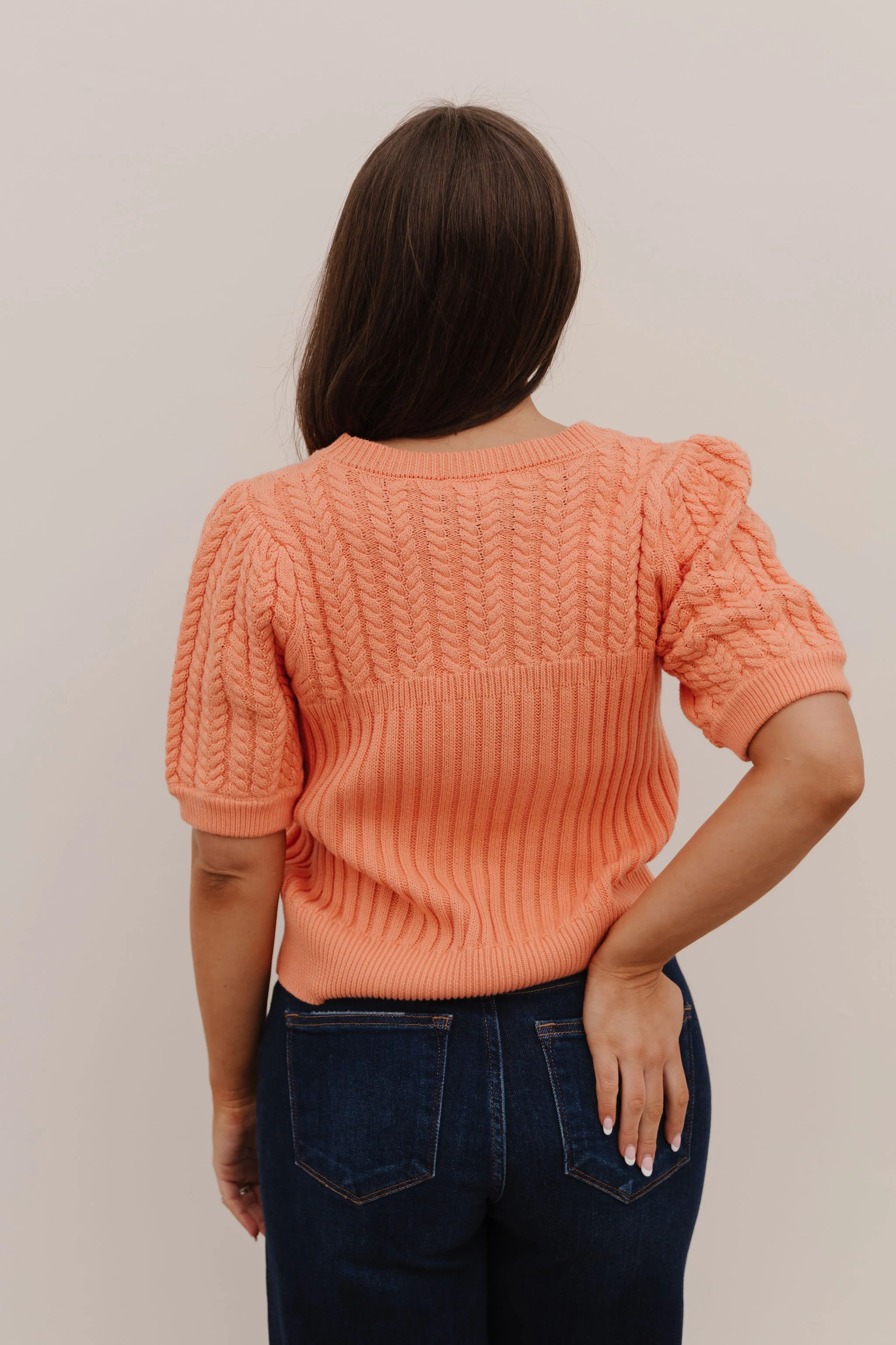 THE KASSIDY PUFF SLEEVE SWEATER IN APRICOT - Image 5