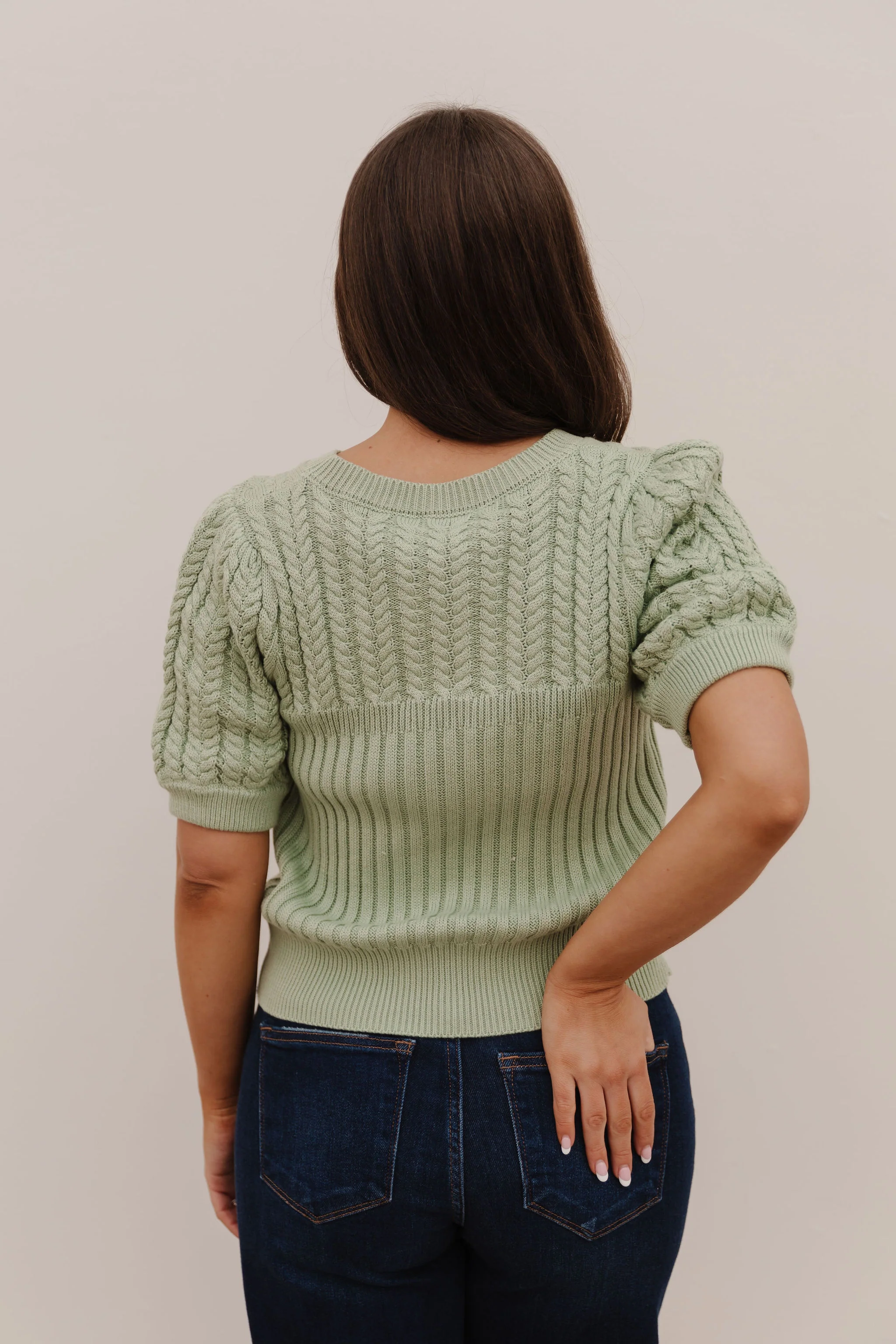 THE KASSIDY PUFF SLEEVE SWEATER IN SAGE - Image 5