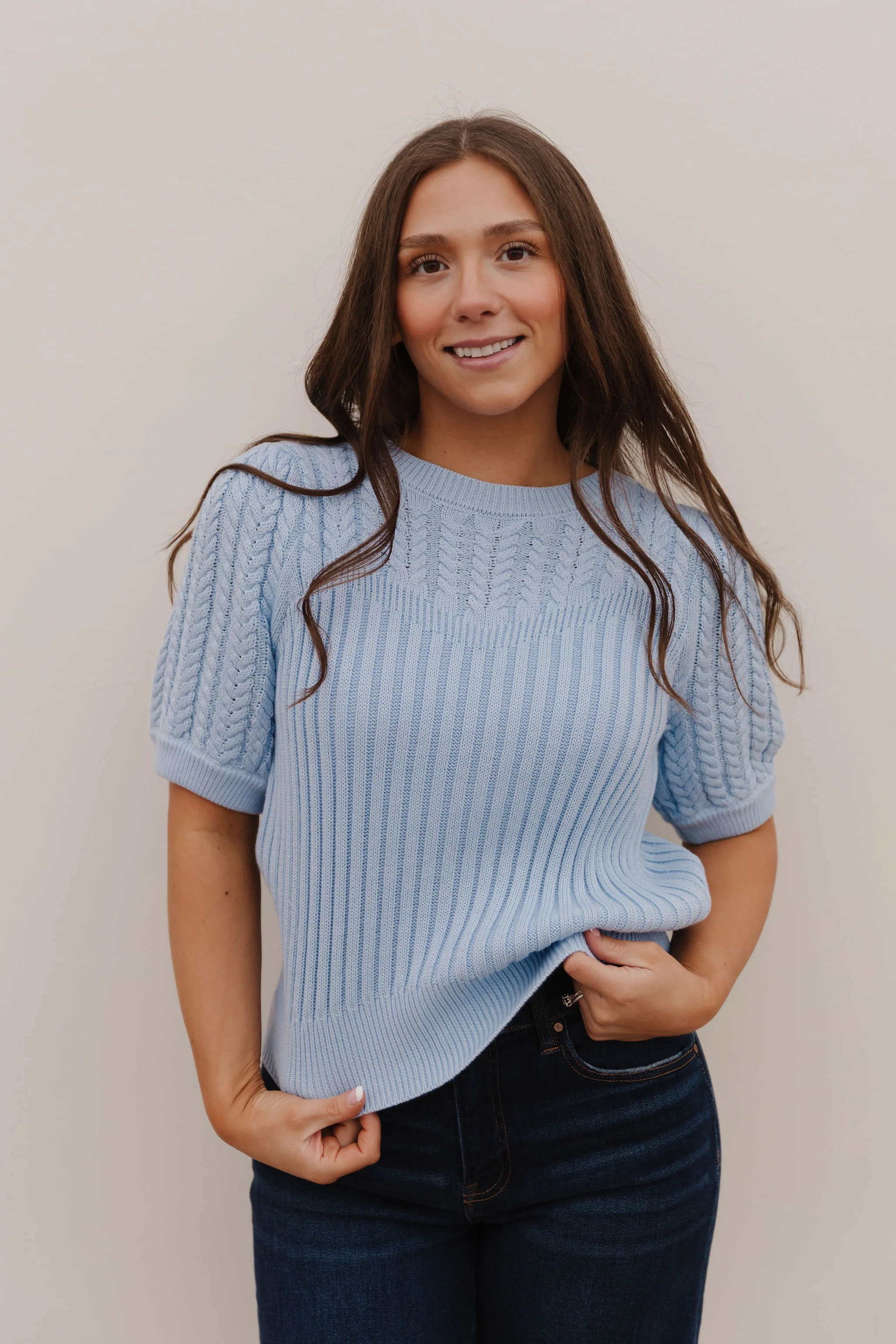 THE KASSIDY PUFF SLEEVE SWEATER IN SKY BLUE - Image 3