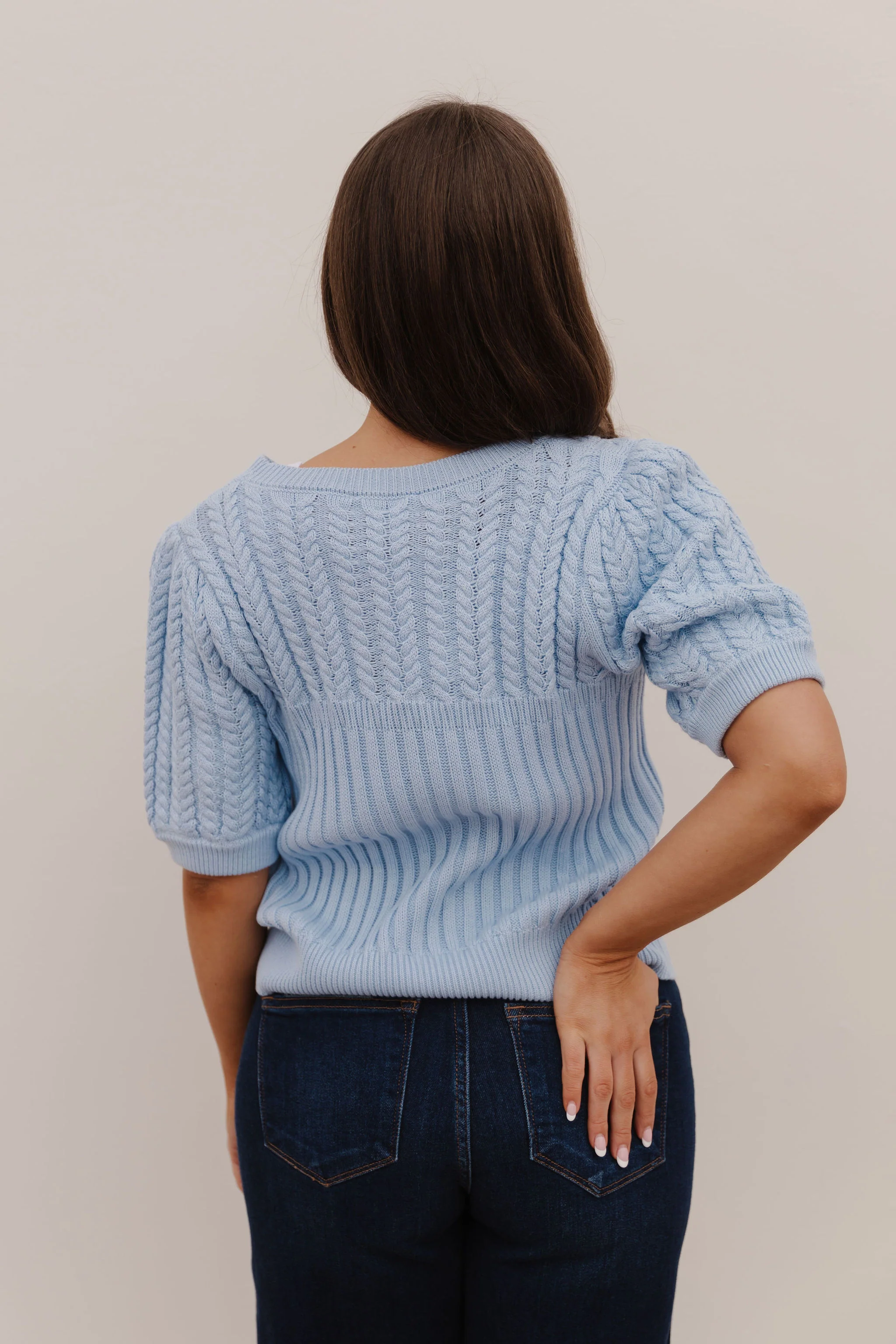 THE KASSIDY PUFF SLEEVE SWEATER IN SKY BLUE - Image 5