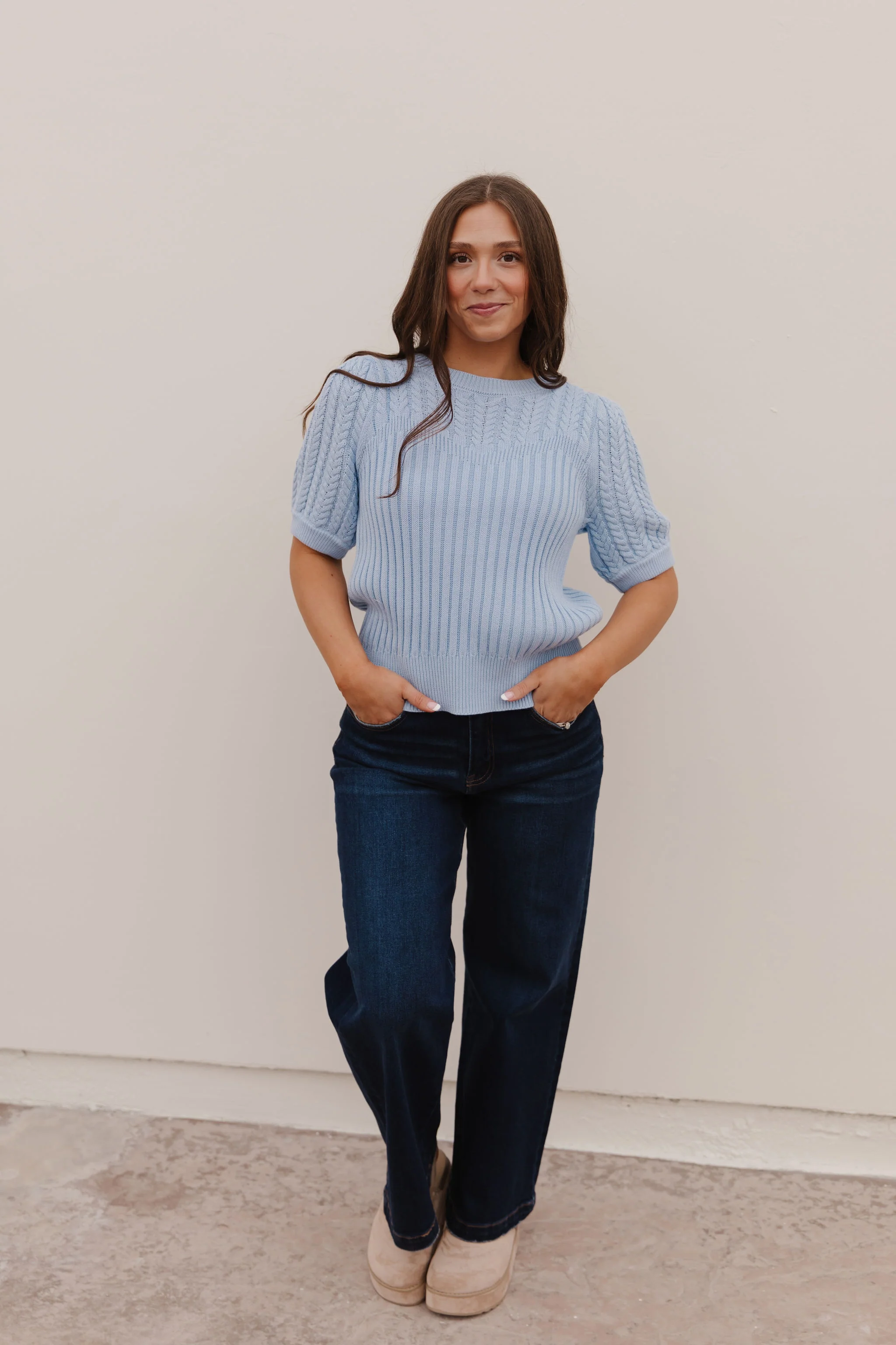 THE KASSIDY PUFF SLEEVE SWEATER IN SKY BLUE - Image 6