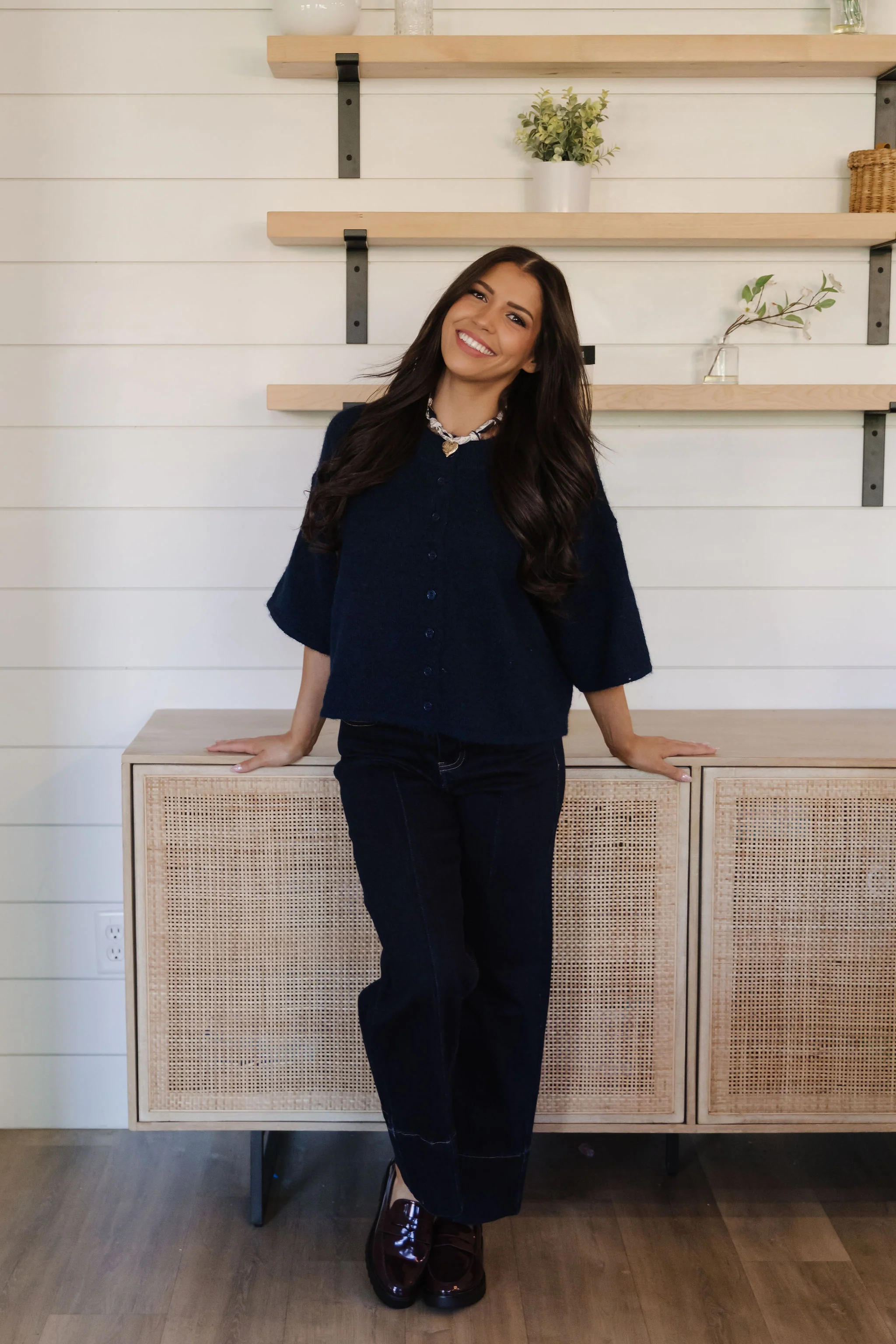 THE KATELYNN KNIT CARDIGAN IN NAVY - Image 3