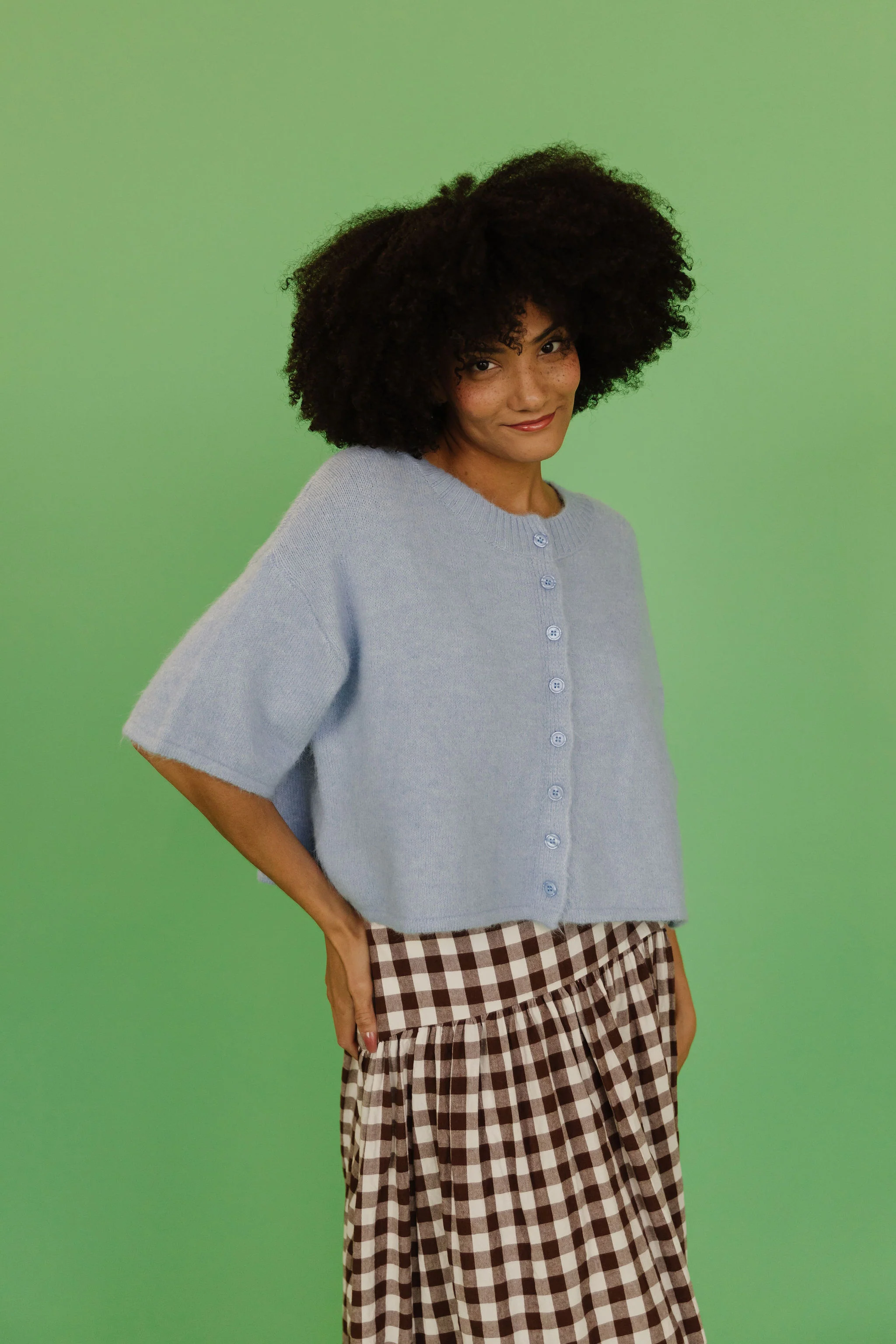 THE KATELYNN KNIT CARDIGAN IN PALE BLUE - Image 5