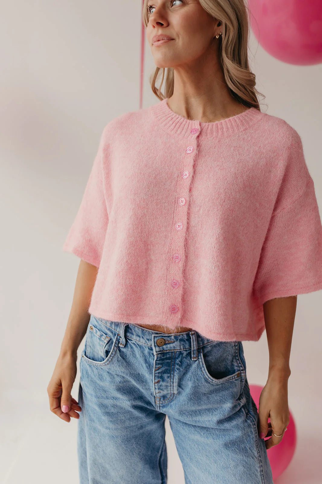 THE KATELYNN KNIT CARDIGAN IN PINK - Image 2