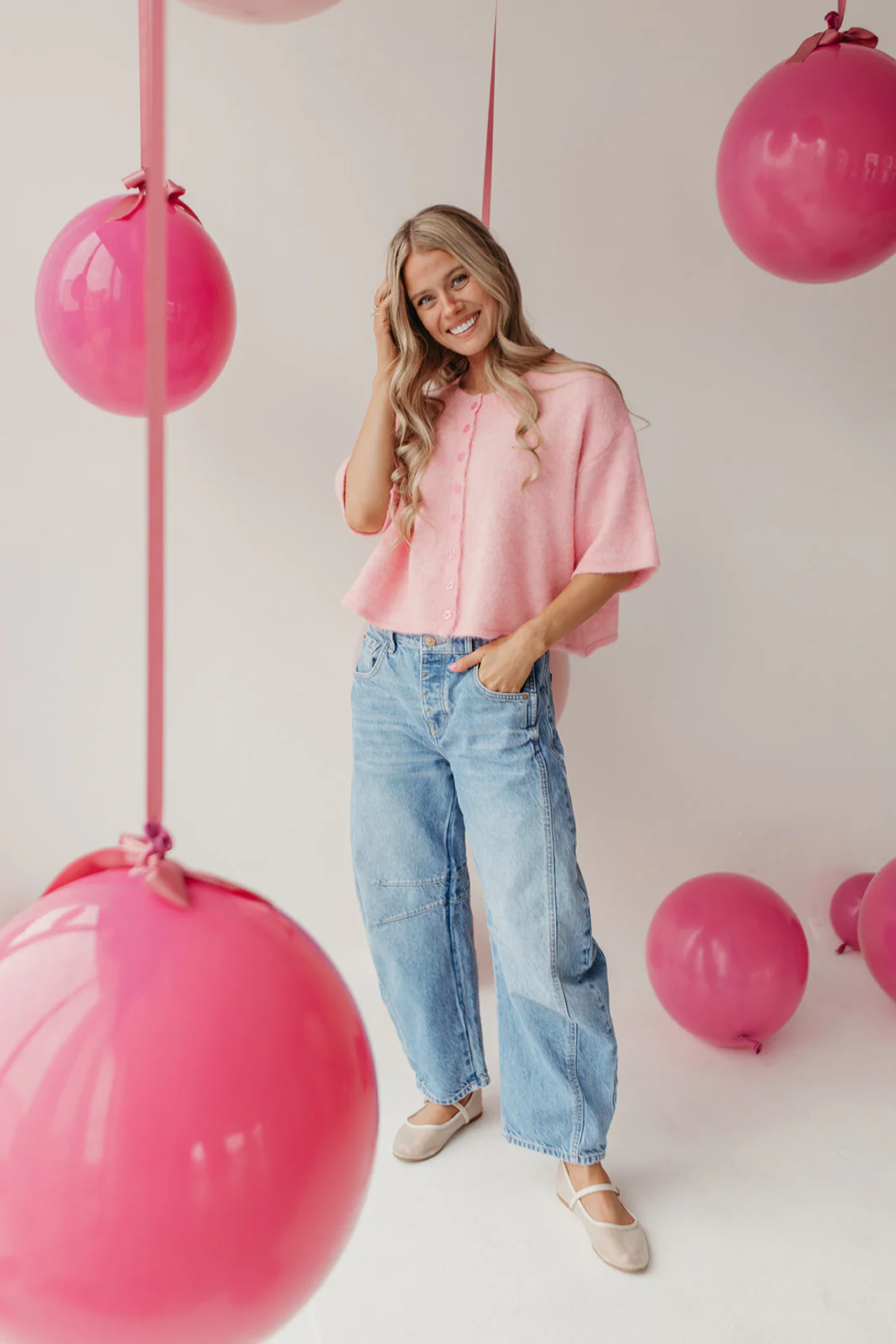 THE KATELYNN KNIT CARDIGAN IN PINK - Image 3