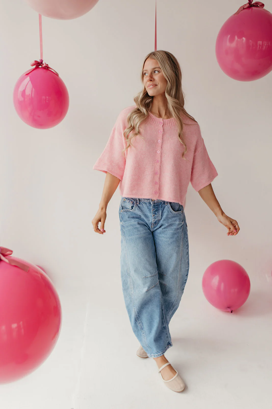 THE KATELYNN KNIT CARDIGAN IN PINK - Image 4