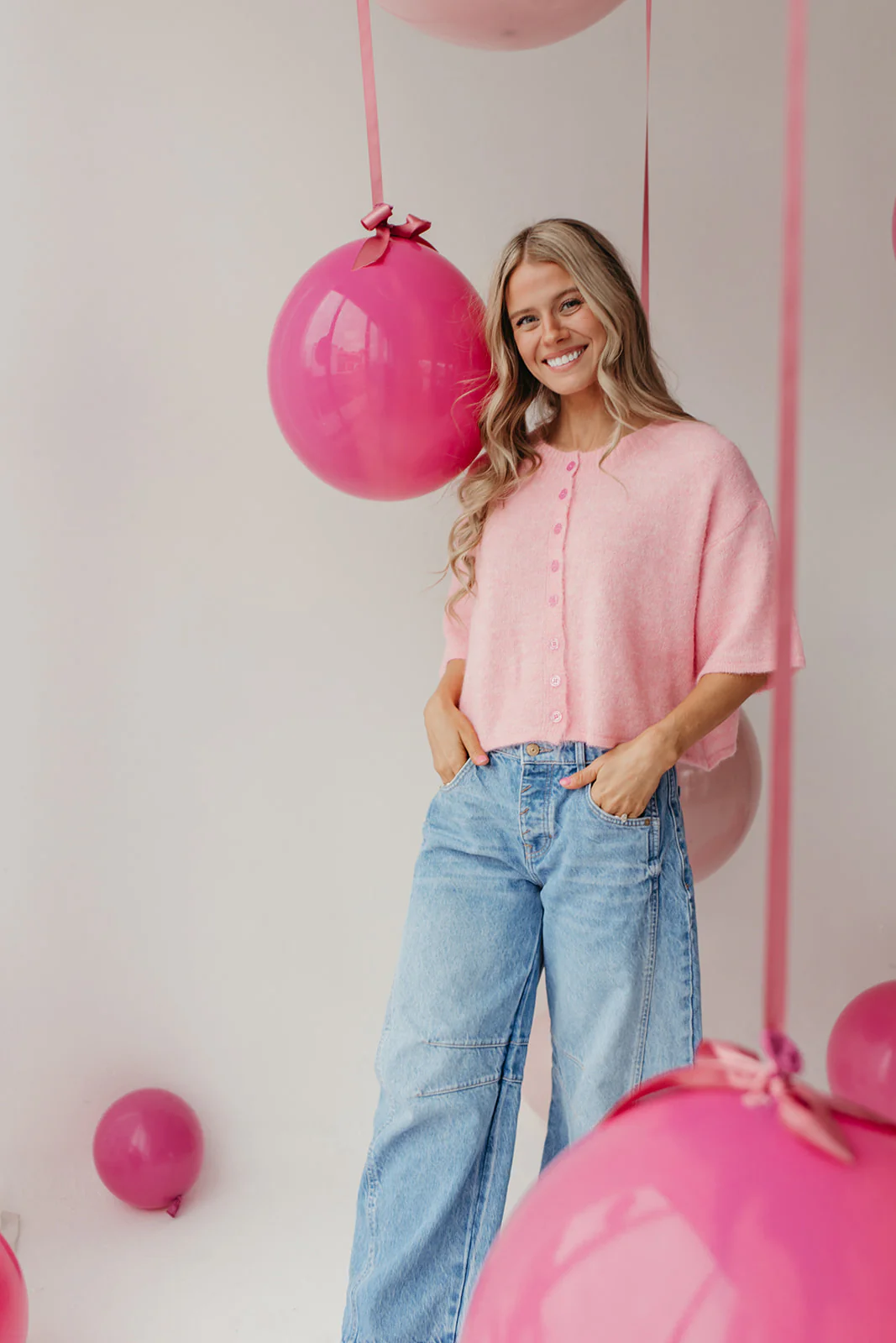 THE KATELYNN KNIT CARDIGAN IN PINK - Image 7