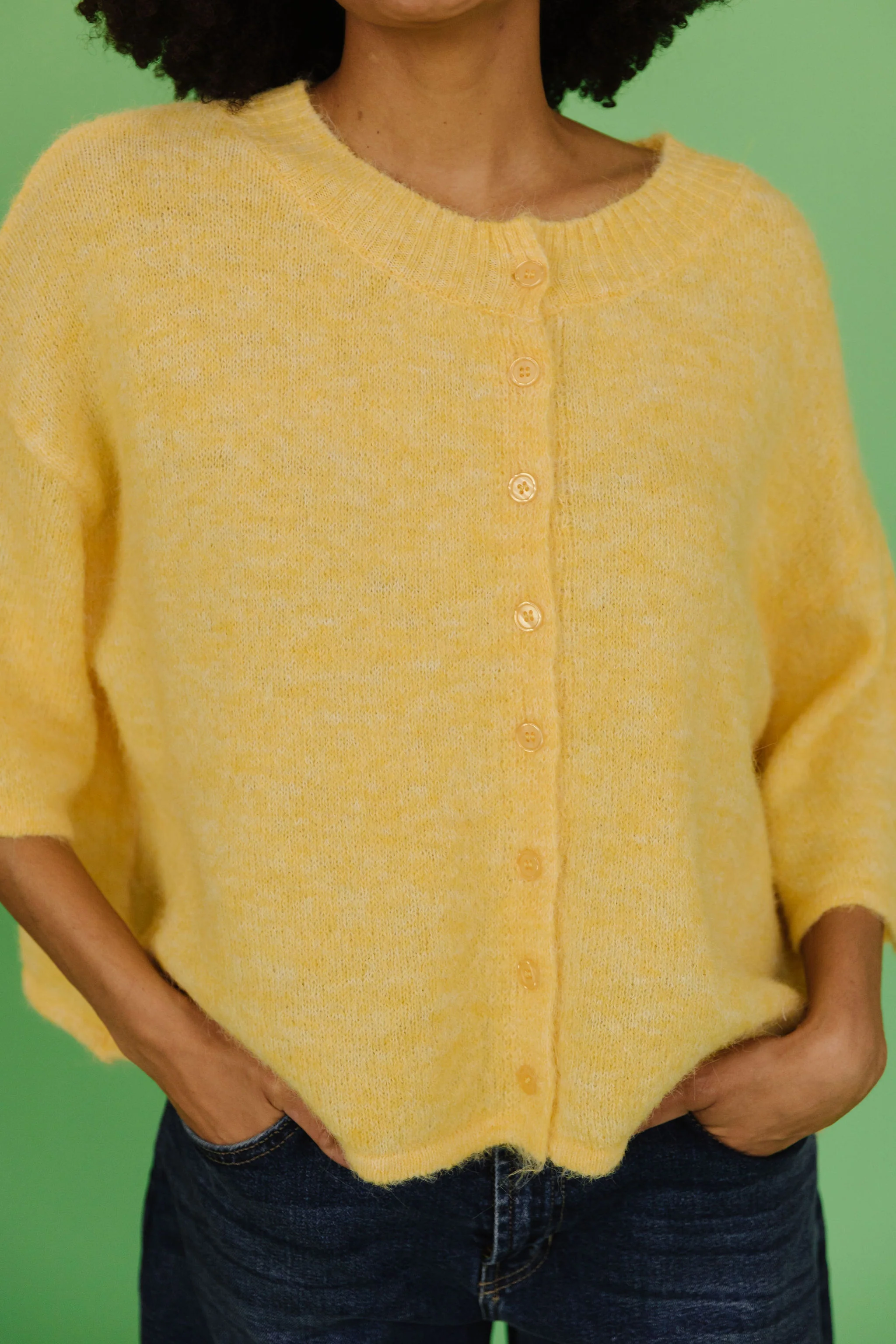 THE KATELYNN KNIT CARDIGAN IN YELLOW - Image 2