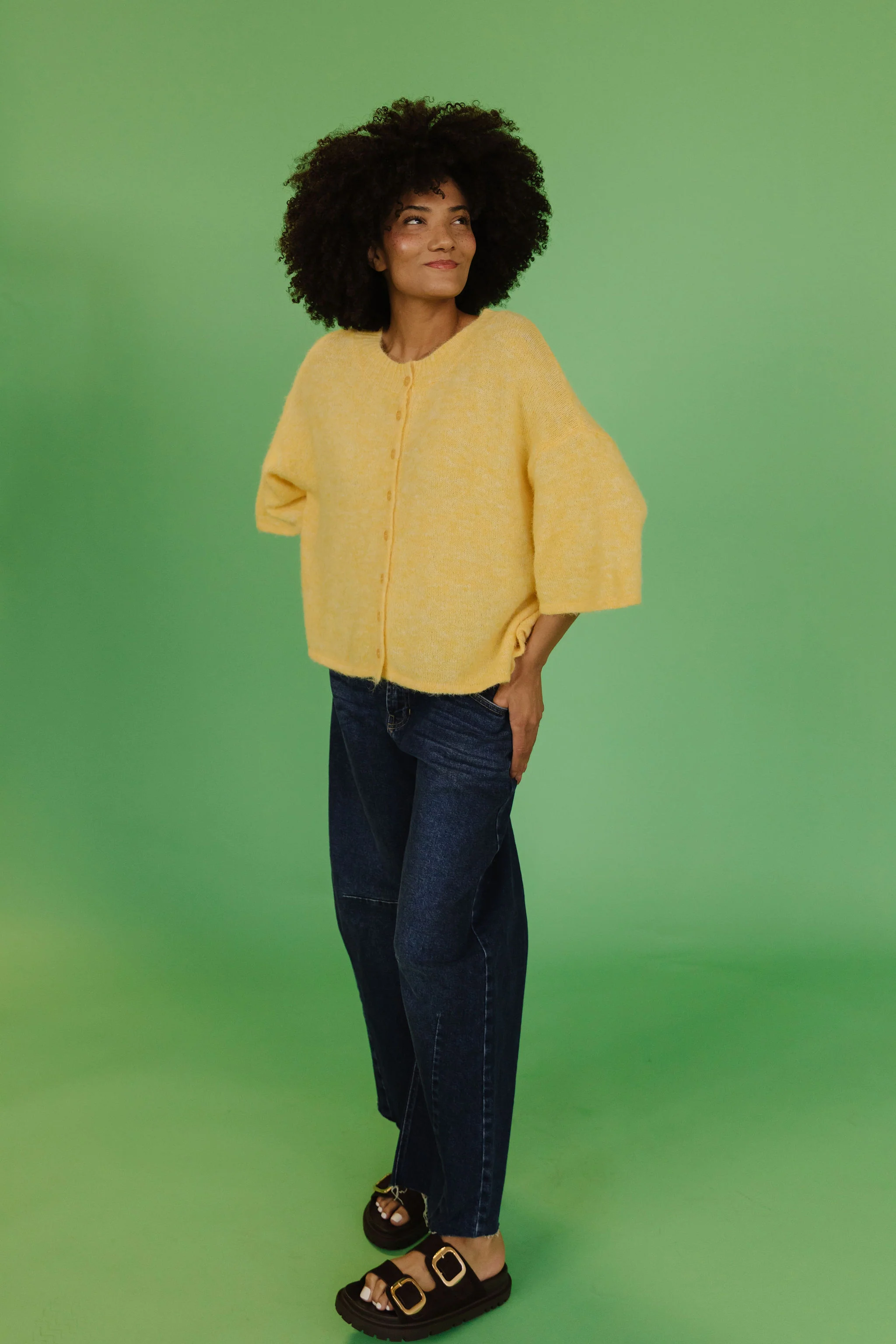 THE KATELYNN KNIT CARDIGAN IN YELLOW - Image 4