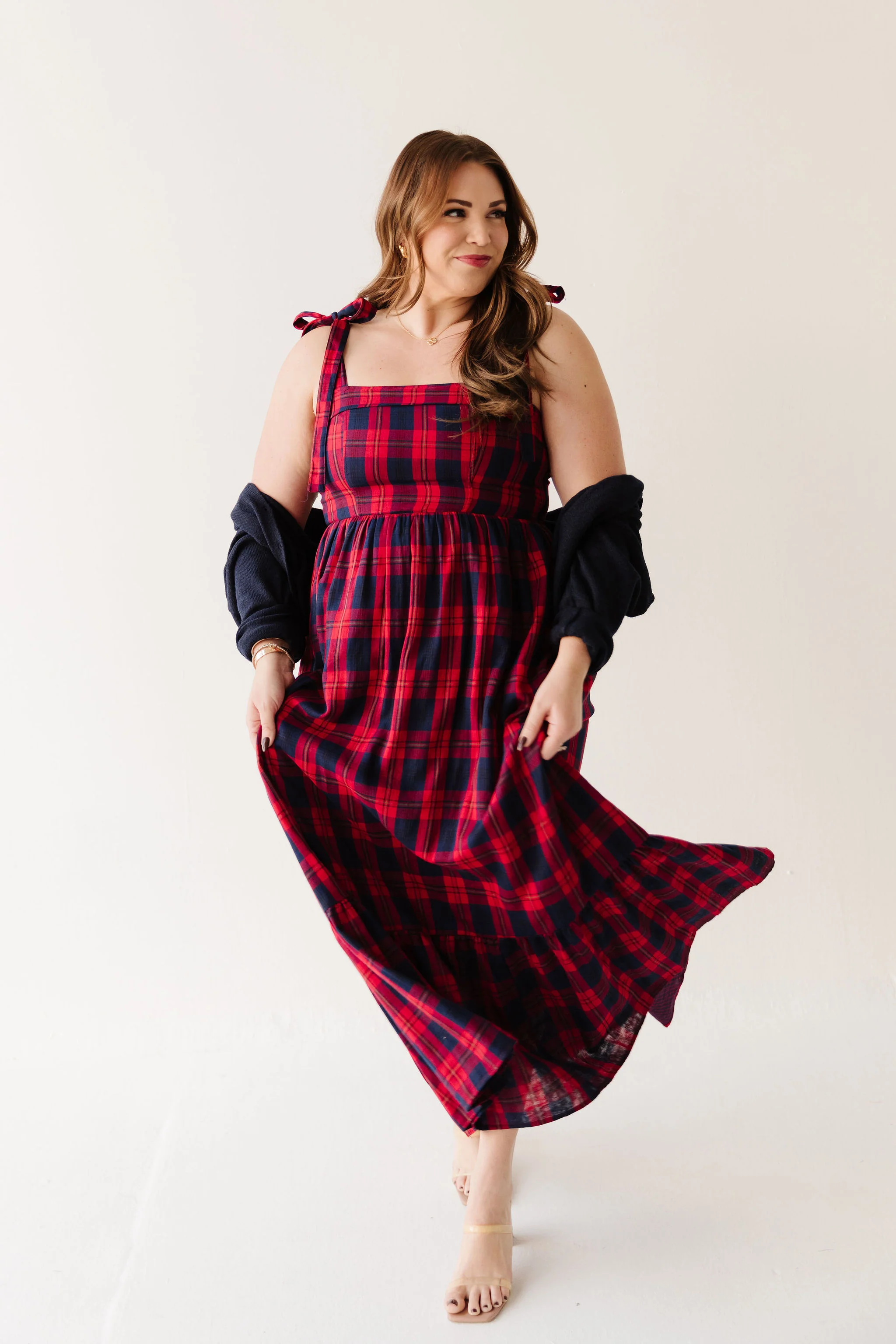 THE KATHERINE TARTAN MAXI IN RED PLAID - Image 3
