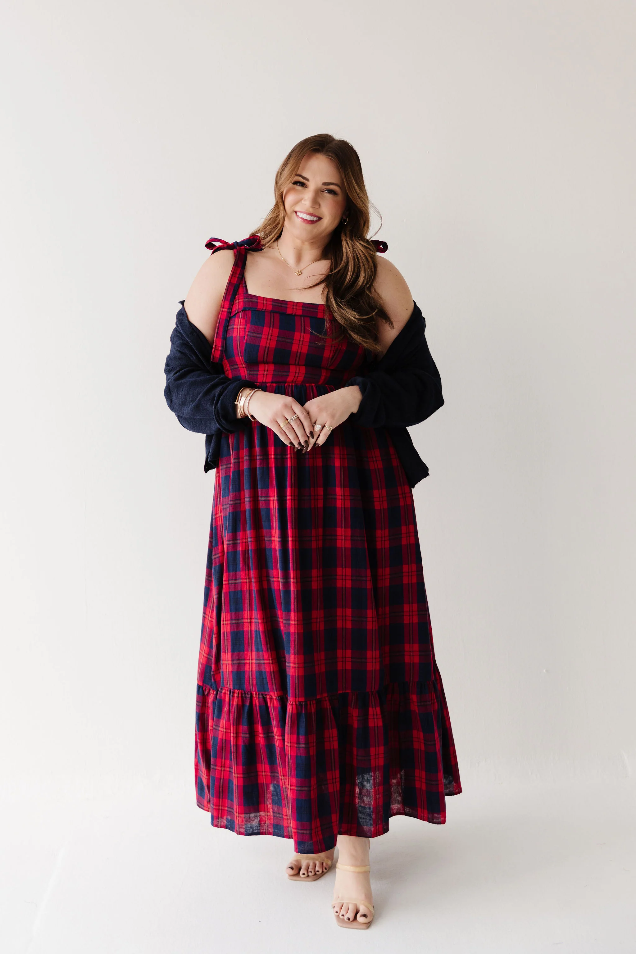 THE KATHERINE TARTAN MAXI IN RED PLAID - Image 5