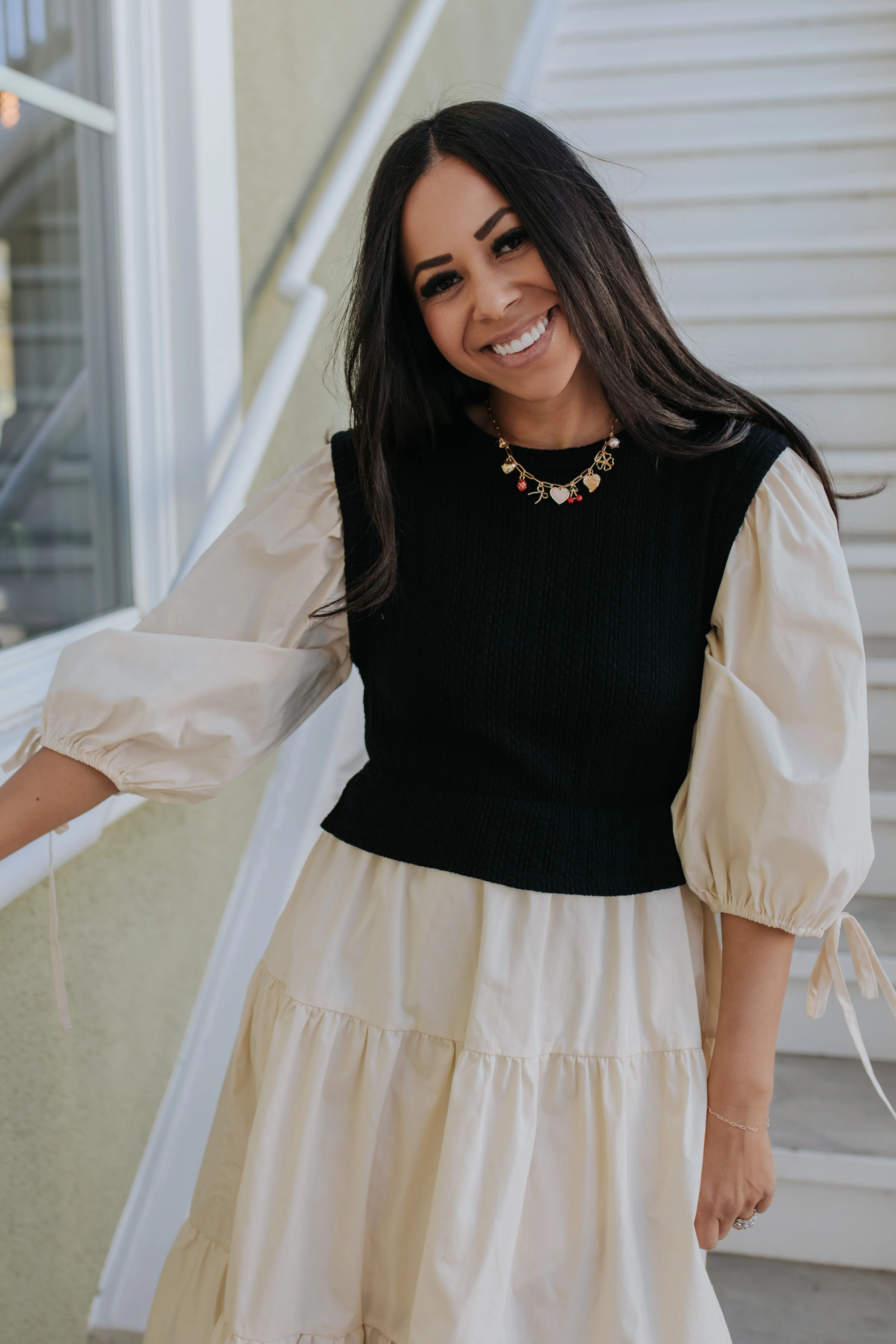THE KAYSEN KNIT SWEATER DRESS IN IVORY - Image 5