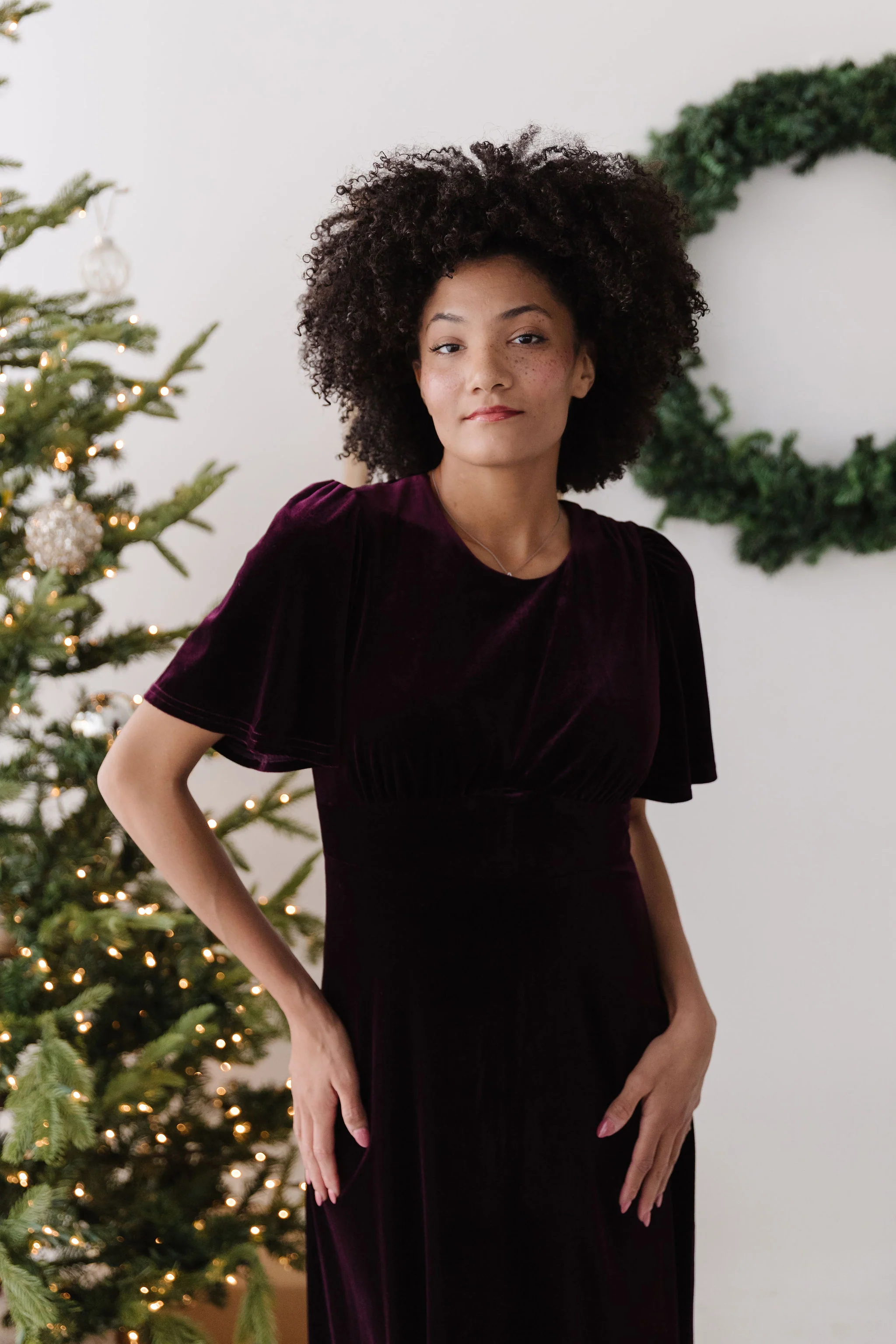 THE KENDALL VELVET DRESS IN WINE - Image 3