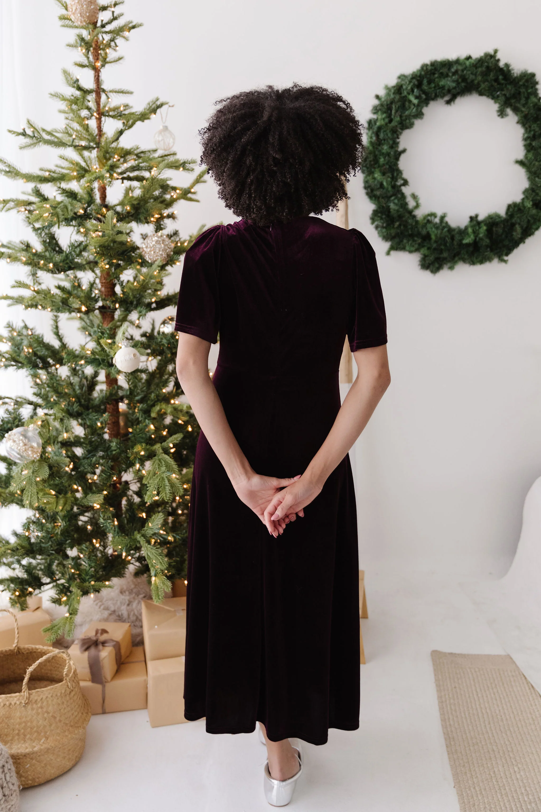 THE KENDALL VELVET DRESS IN WINE - Image 5