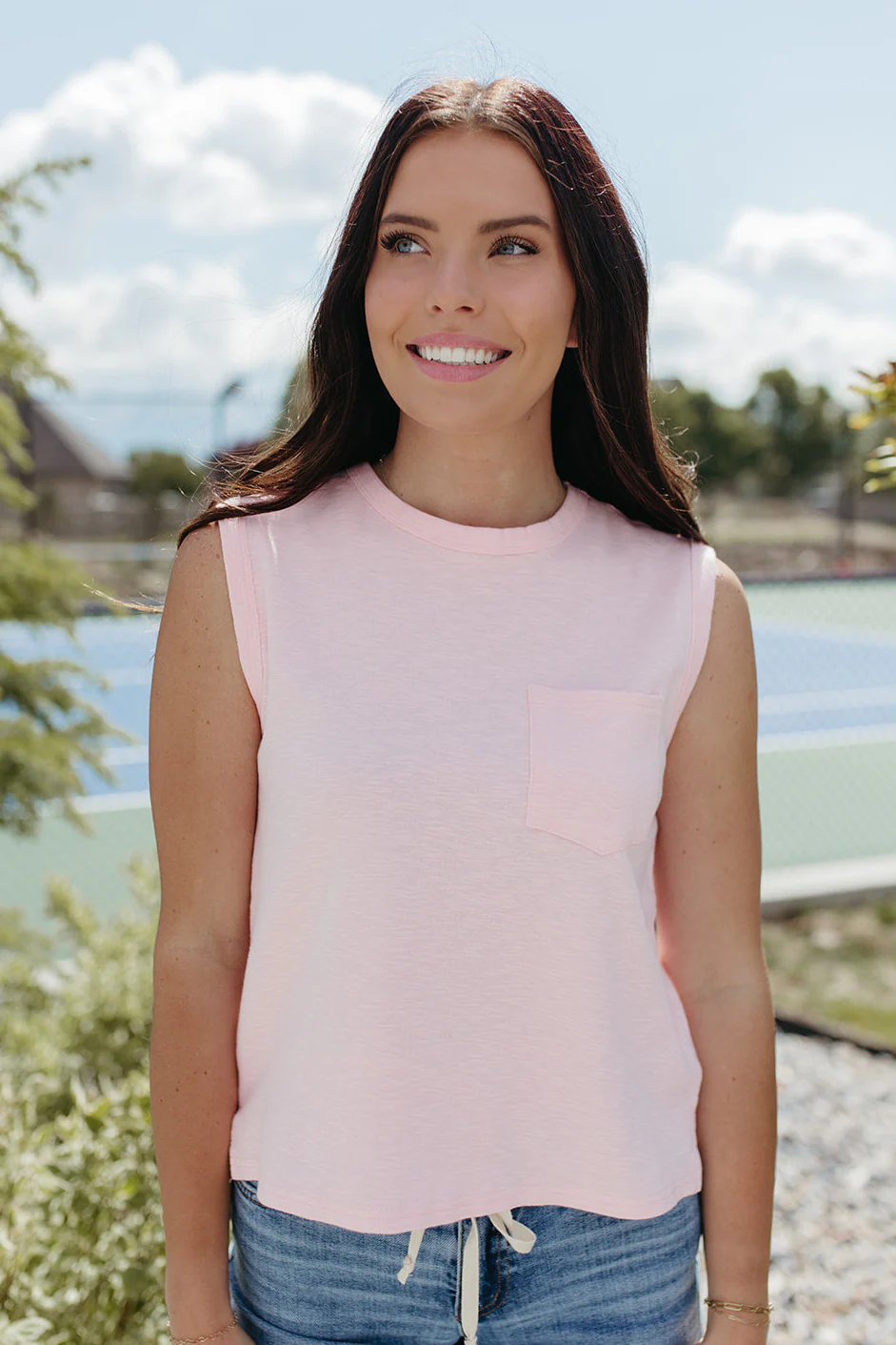 THE KHYLEE SLEEVELESS COTTON TOP IN SOFT PINK - Image 5