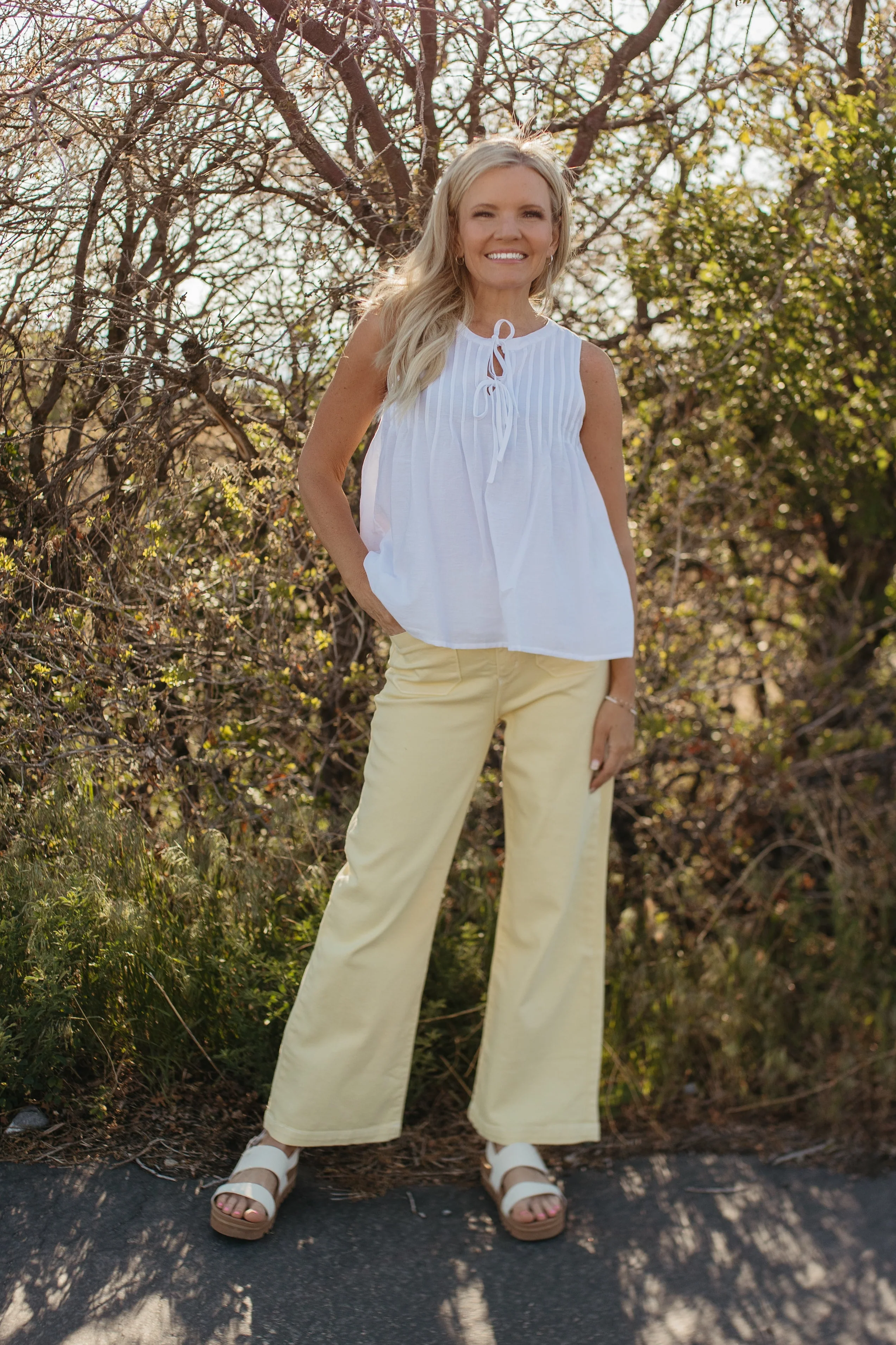 THE KINSLEY PINTUCK COTTON BLOUSE IN WHITE - Image 2