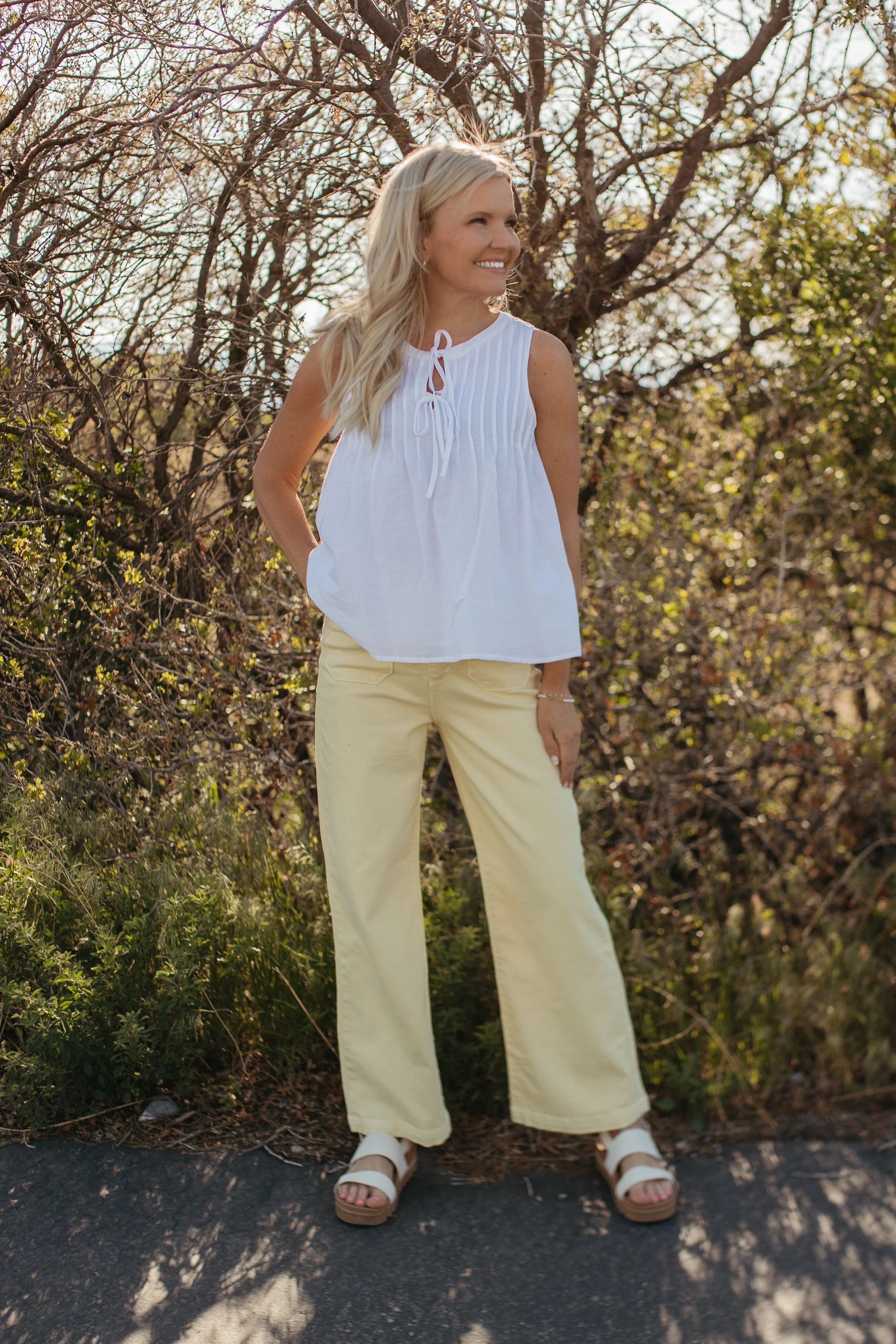 THE KINSLEY PINTUCK COTTON BLOUSE IN WHITE - Image 3