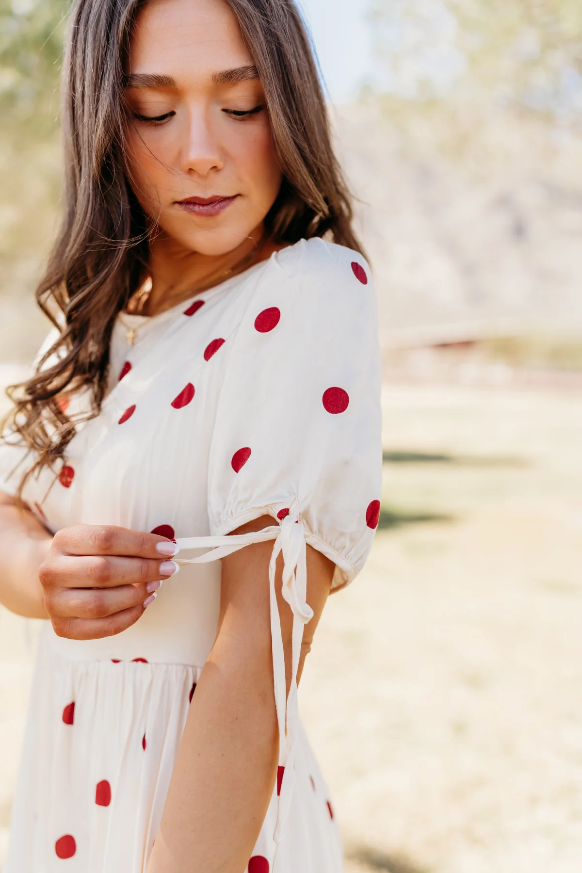 THE KODA POLKA DOT MINI DRESS IN CREAM - Image 2