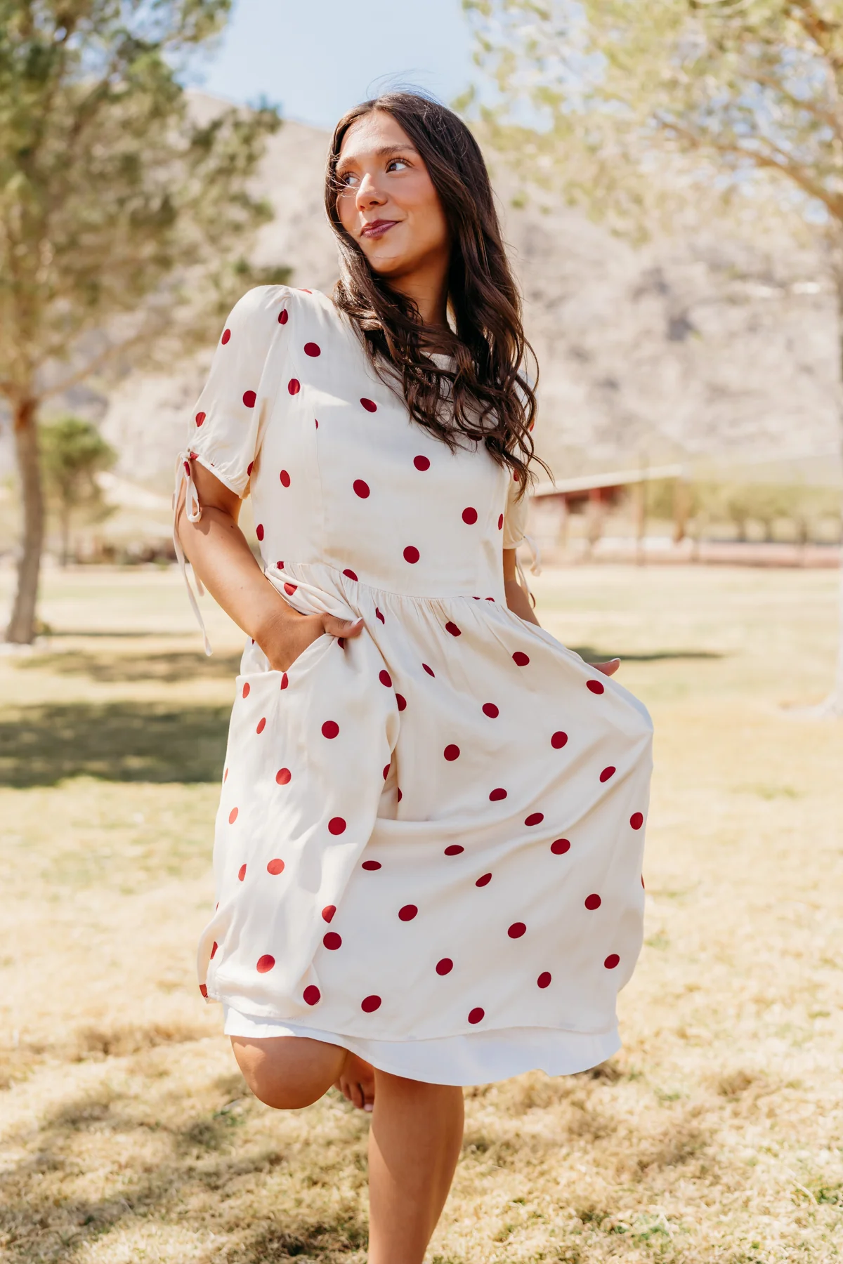THE KODA POLKA DOT MINI DRESS IN CREAM - Image 3