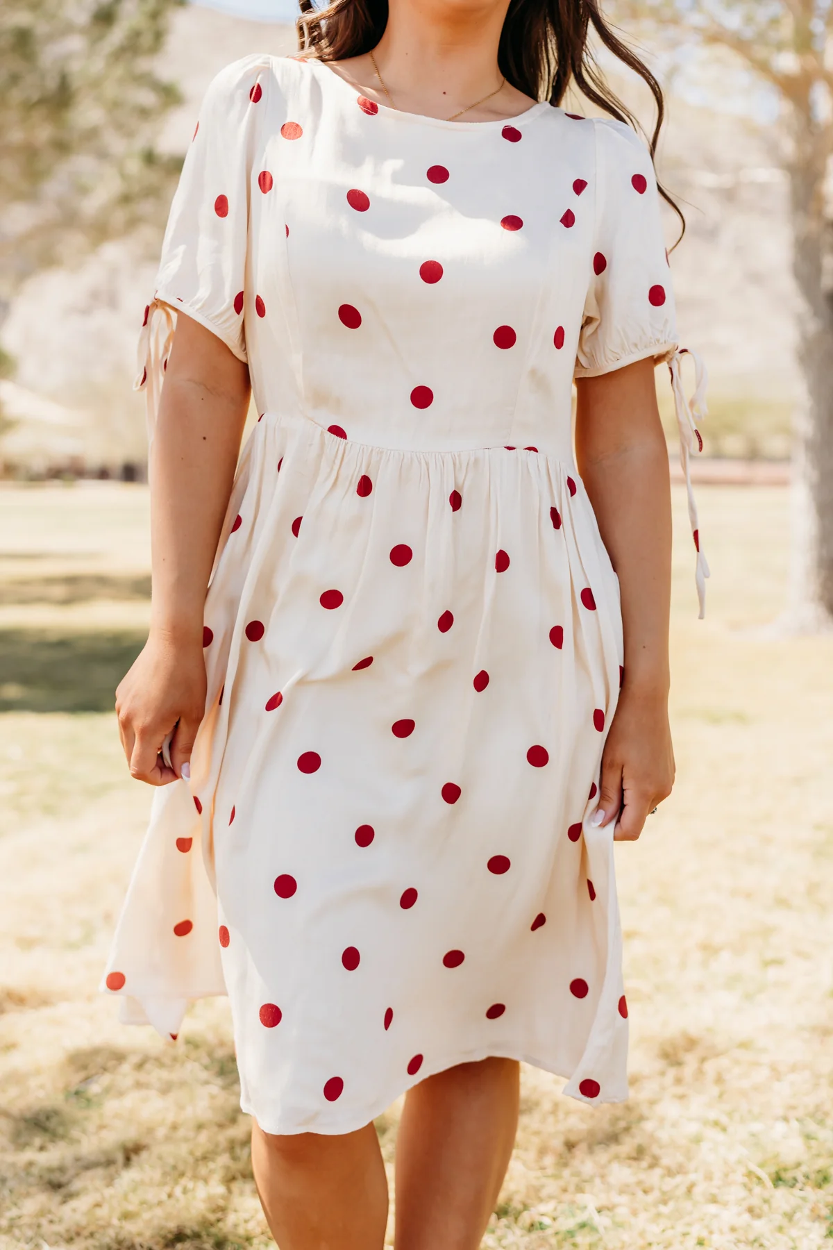 THE KODA POLKA DOT MINI DRESS IN CREAM - Image 4